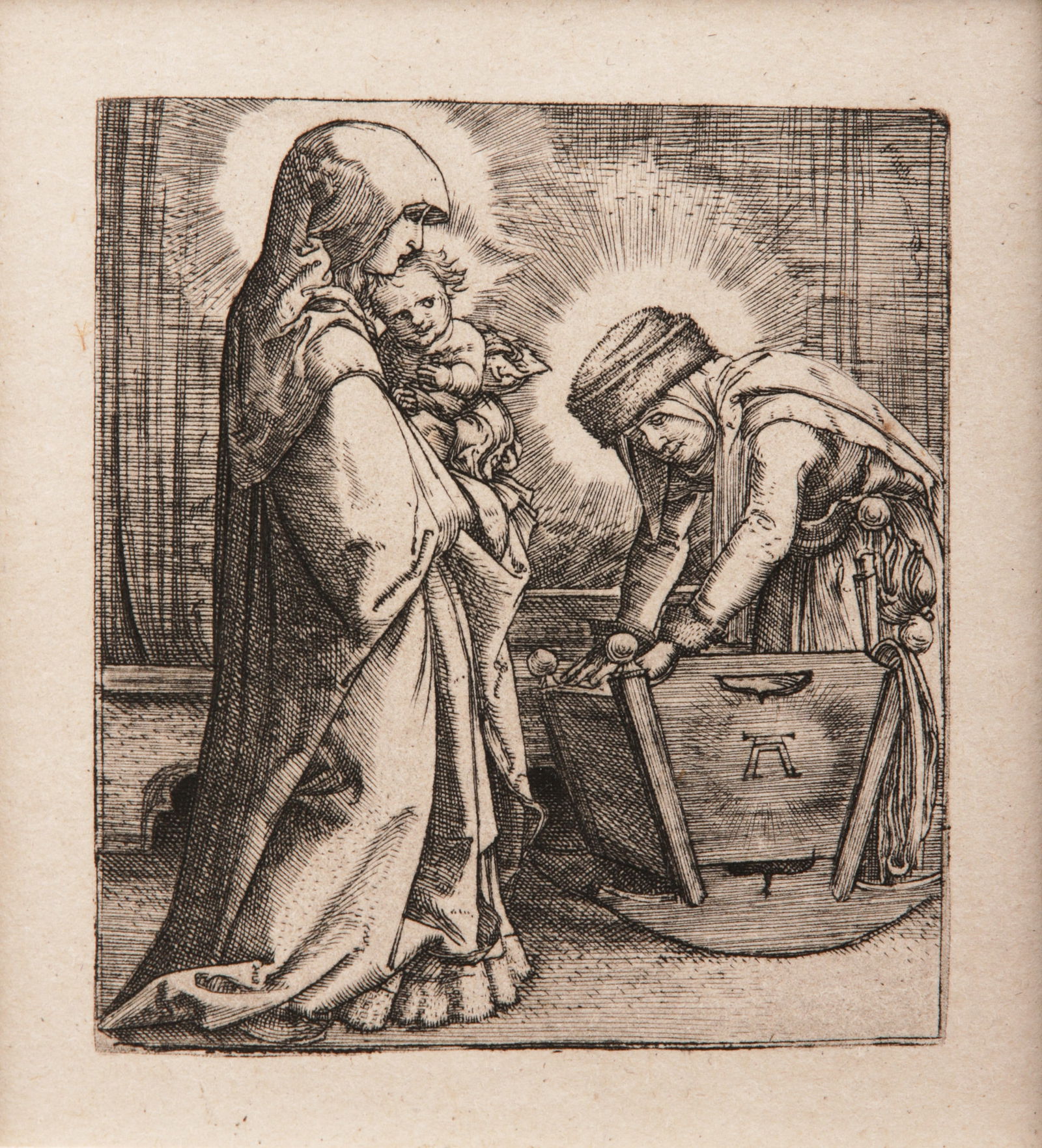 Albrecht Altdorfer The Virgin and St. Anne Copy: Albrecht Altdorfer (German, Regensburg ca. 1480ï¿½1538) The Virgin and St. Anne at the Cradle, a copy, 2 3/4" x 3" sheet, posthumous printing, state unknown.