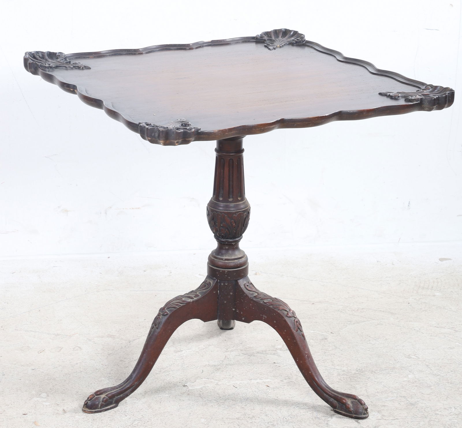 Chippendale style mahogany flip top tea table (1 of 5)