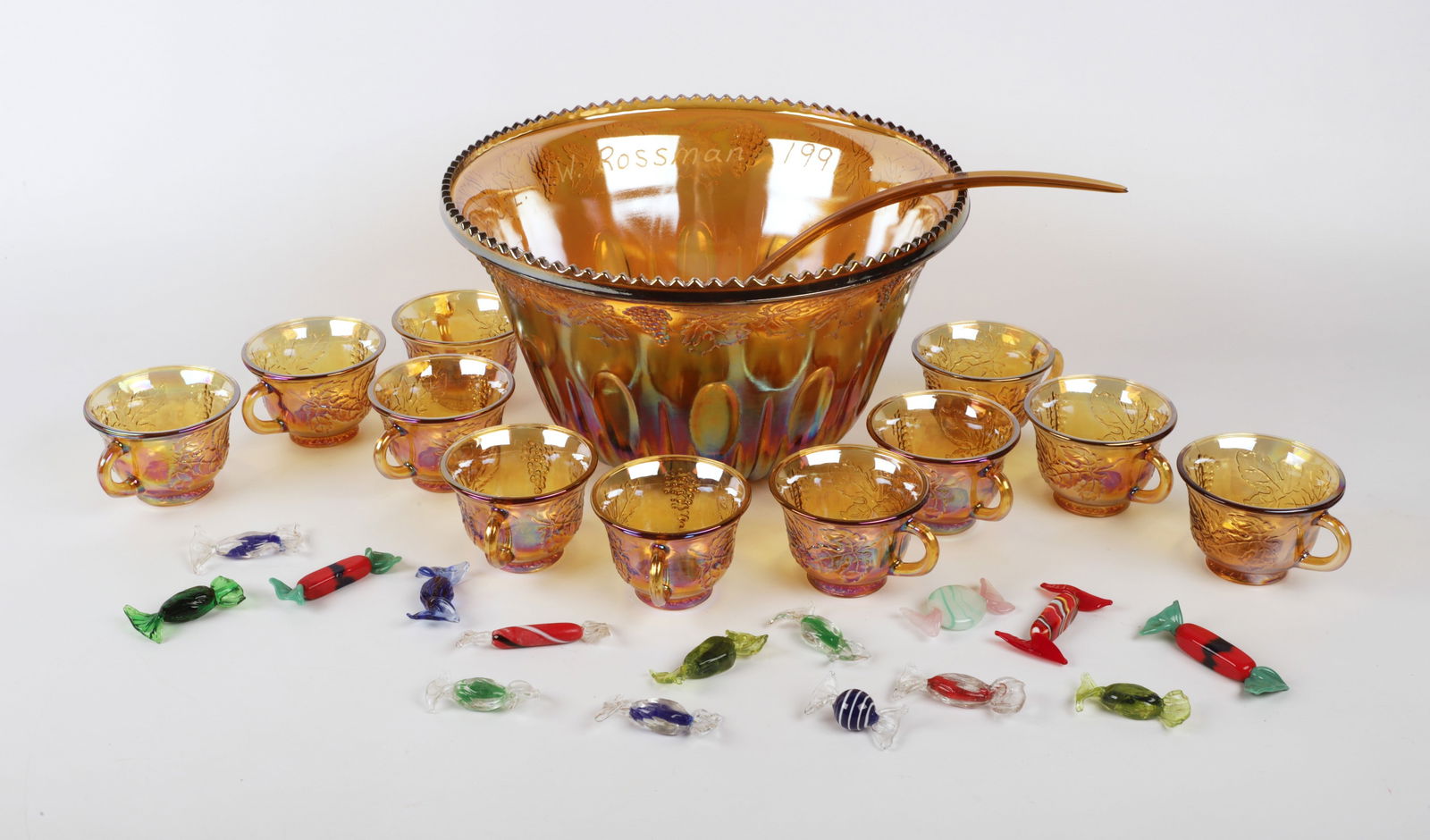 Murano Art Glass Candy & Carnival Glass Punchbowl (1 of 4)