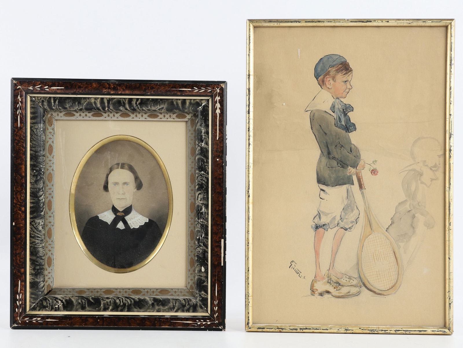(2) Framed Drawing and Portrait (1 of 4)