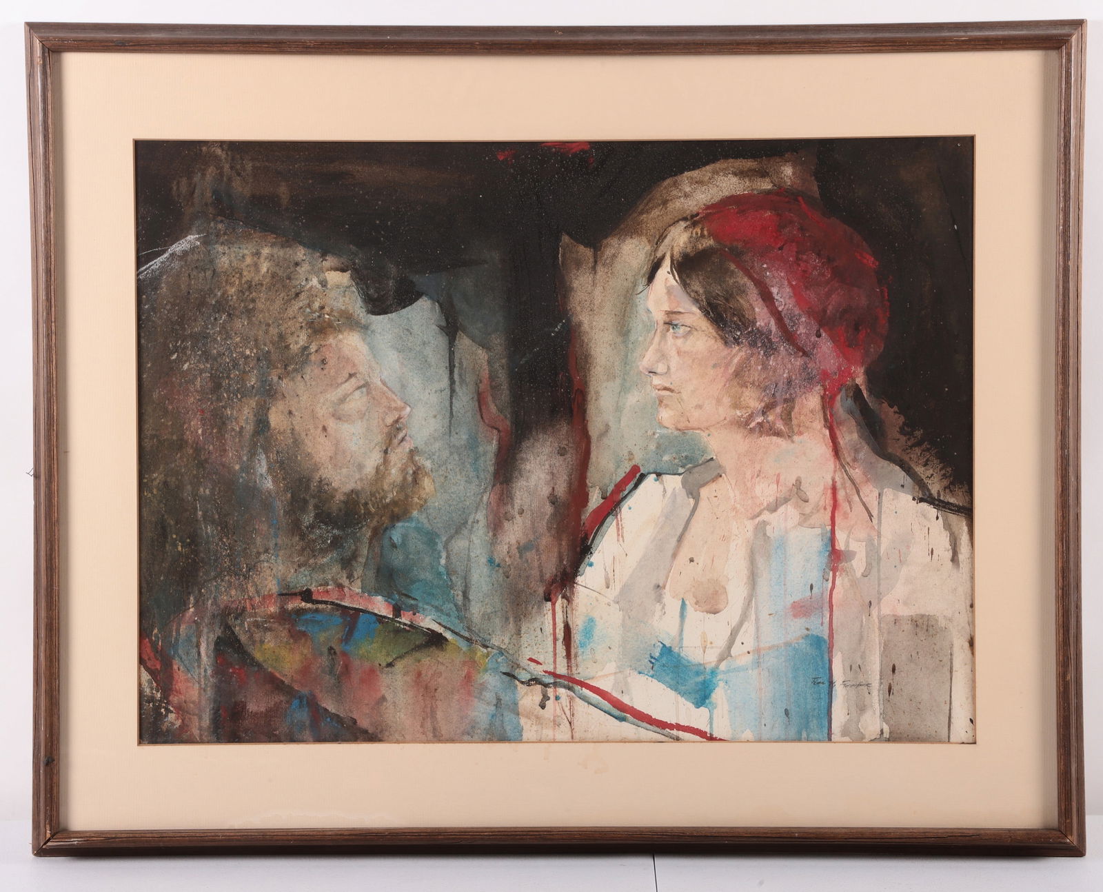 Rea N Redifer Watercolor of Two Figures (1 of 4)