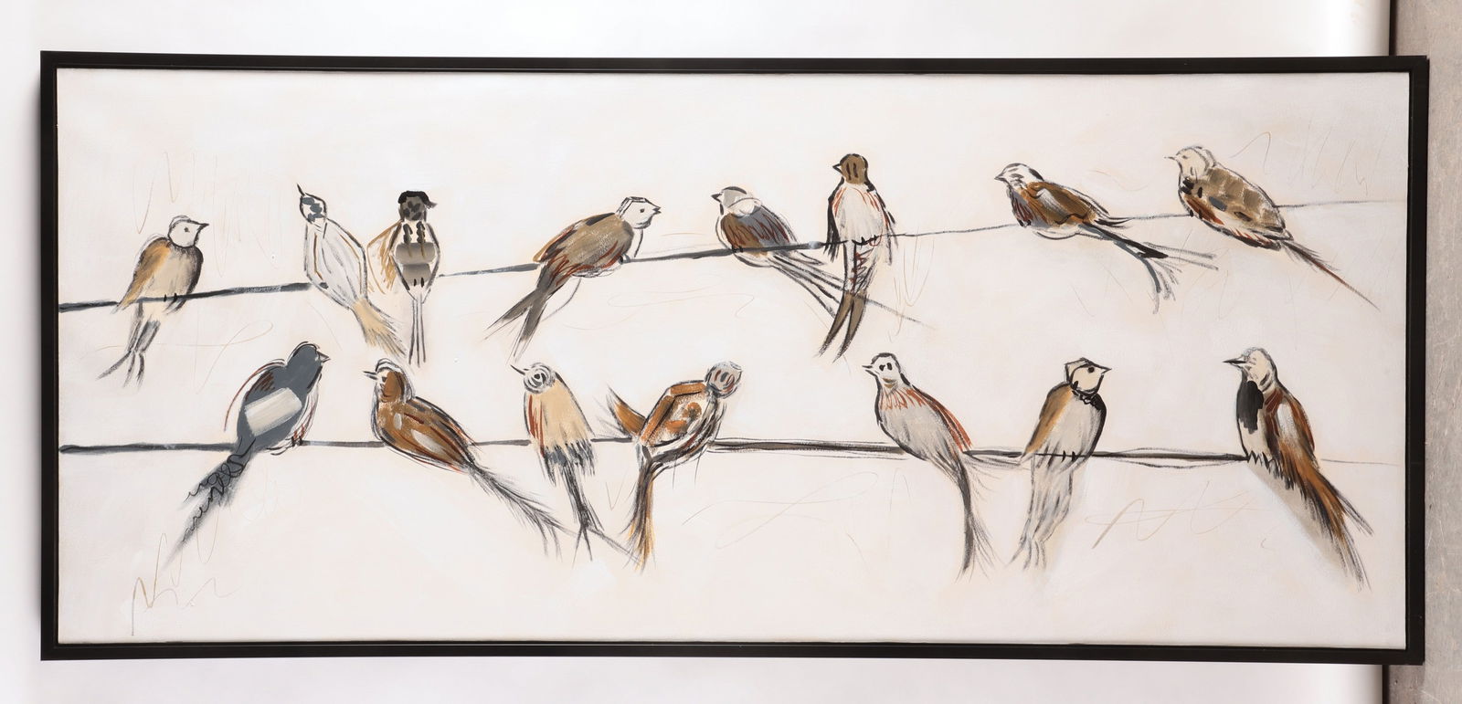 Large Contemporary Decorative Painting of Birds (1 of 4)