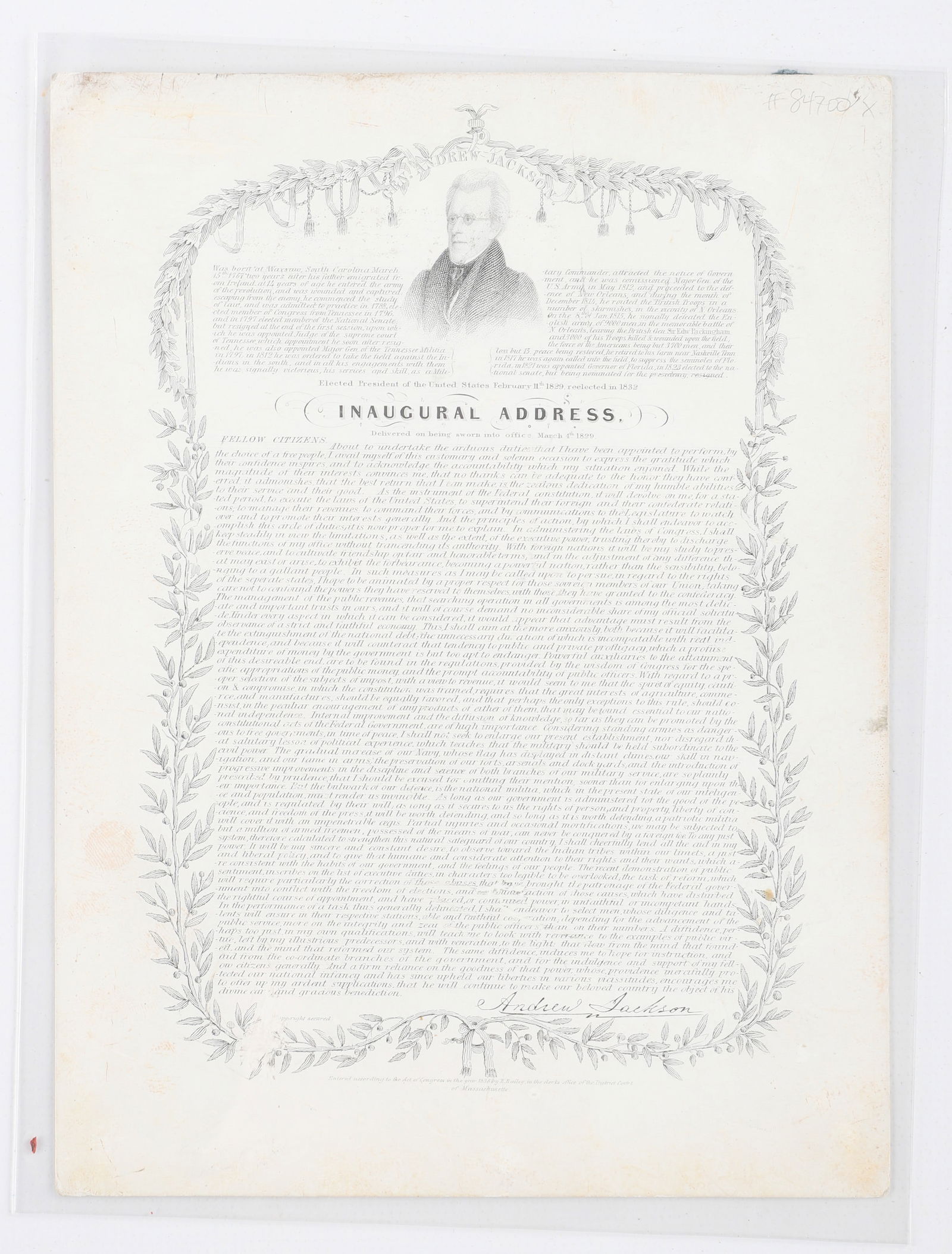 Andrew Jackson's inaugural address (1836) (1 of 3)