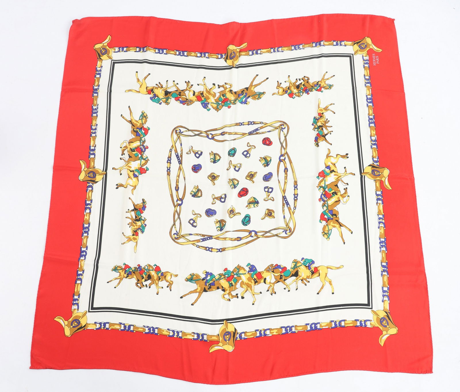 Hermes Style Silk Horse Racing Scarf (1 of 3)