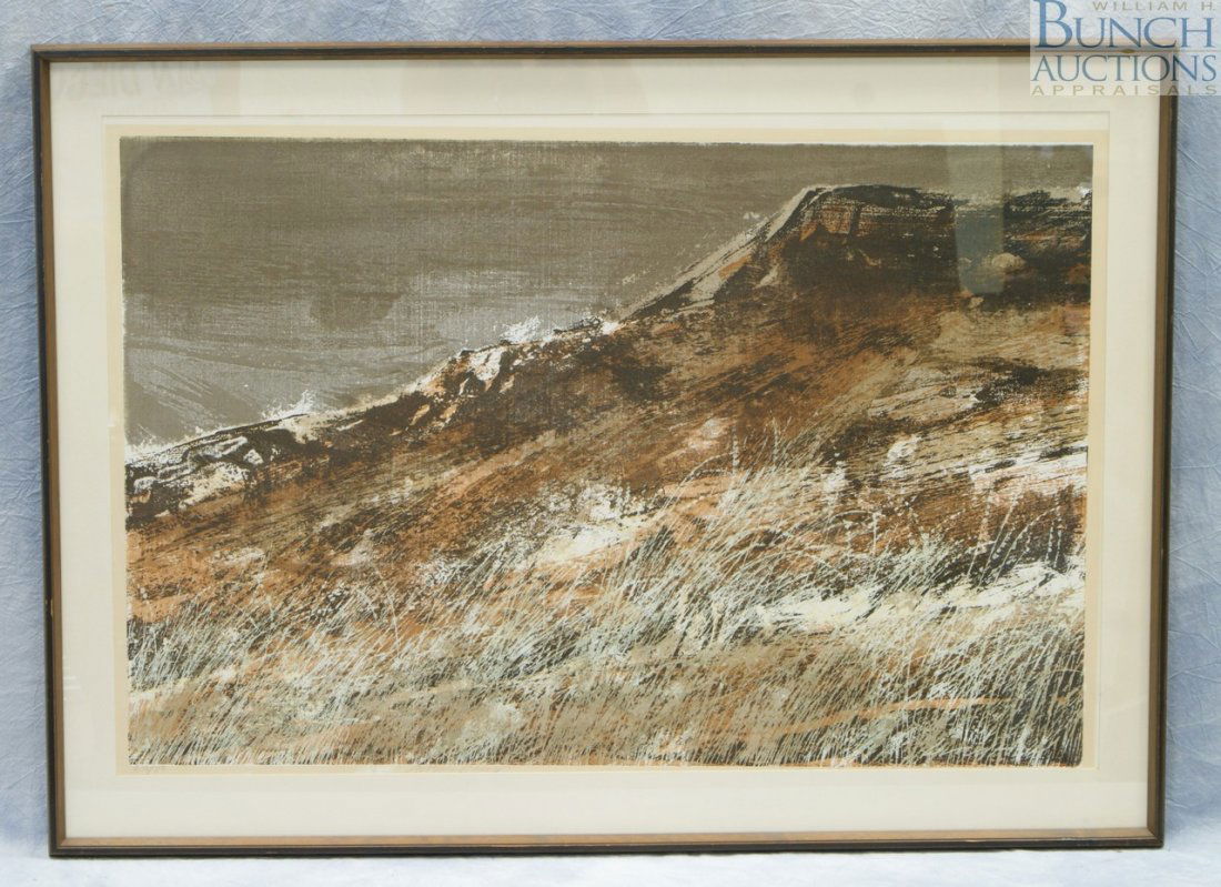 Howard Bradford, American, 1919-2008, limited edi: Howard Bradford, American, 1919-2008, limited edition color lithograph on canvas, "Autumn Range", 1970, 63/80, 22 7/8" x 35 1/8"