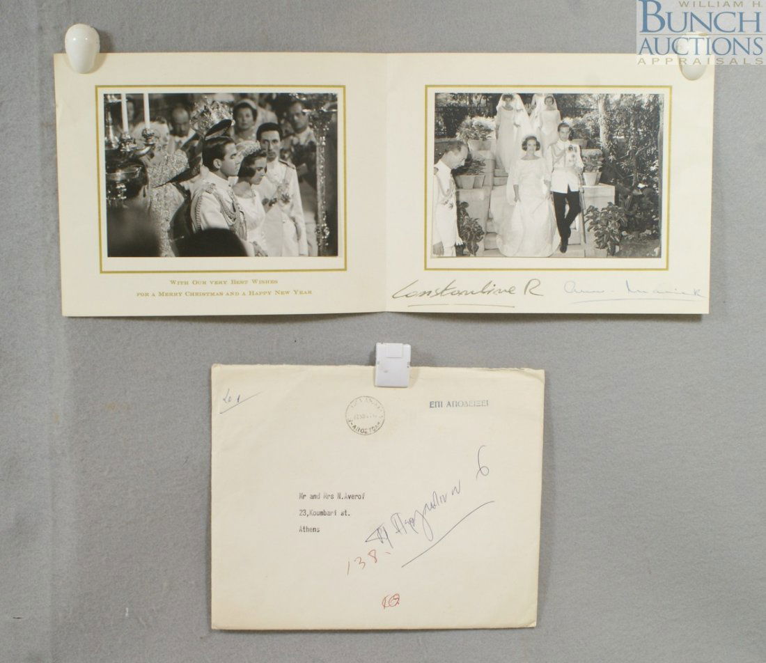 The First Christmas Card sent by King Constantine: The First Christmas Card sent by King Constantine and Queen Anne-Marie as a married couple with photos of the wedding ceremony and signed by Their Majesties
