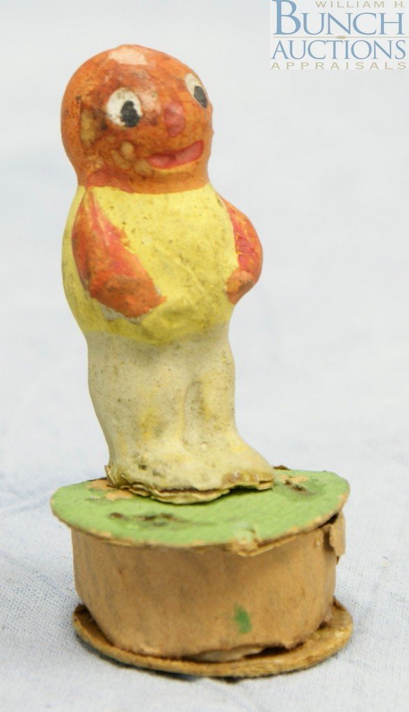 German pulp and plaster vegetable candy container: German pulp and plaster vegetable candy container, 1920-1930's, 2 1/2" high