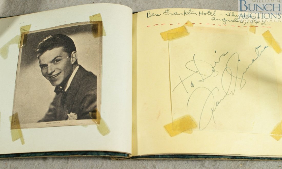 Autograph album, July, 1943, to Jan 1944, includi: Autograph album, July, 1943, to Jan 1944, including Frank Sinatra, Perry Como, Larry Douglas, Carmen Cavallero, Ruth McCullough, Dick Buckley, Glen Gray, Vaughn Monroe, Tommy Tucker, Eugenie Baird, Ru