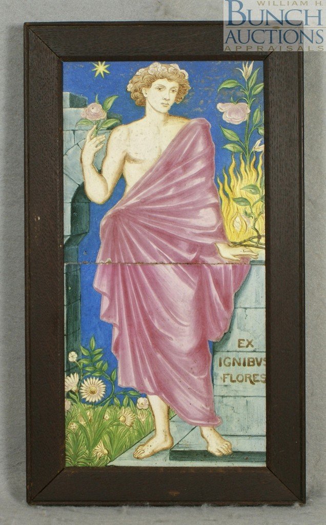 Continental, probably Italian, double tile of a: Continental, probably Italian, double tile of a young gentleman in an oak frame, together 12" x 6"