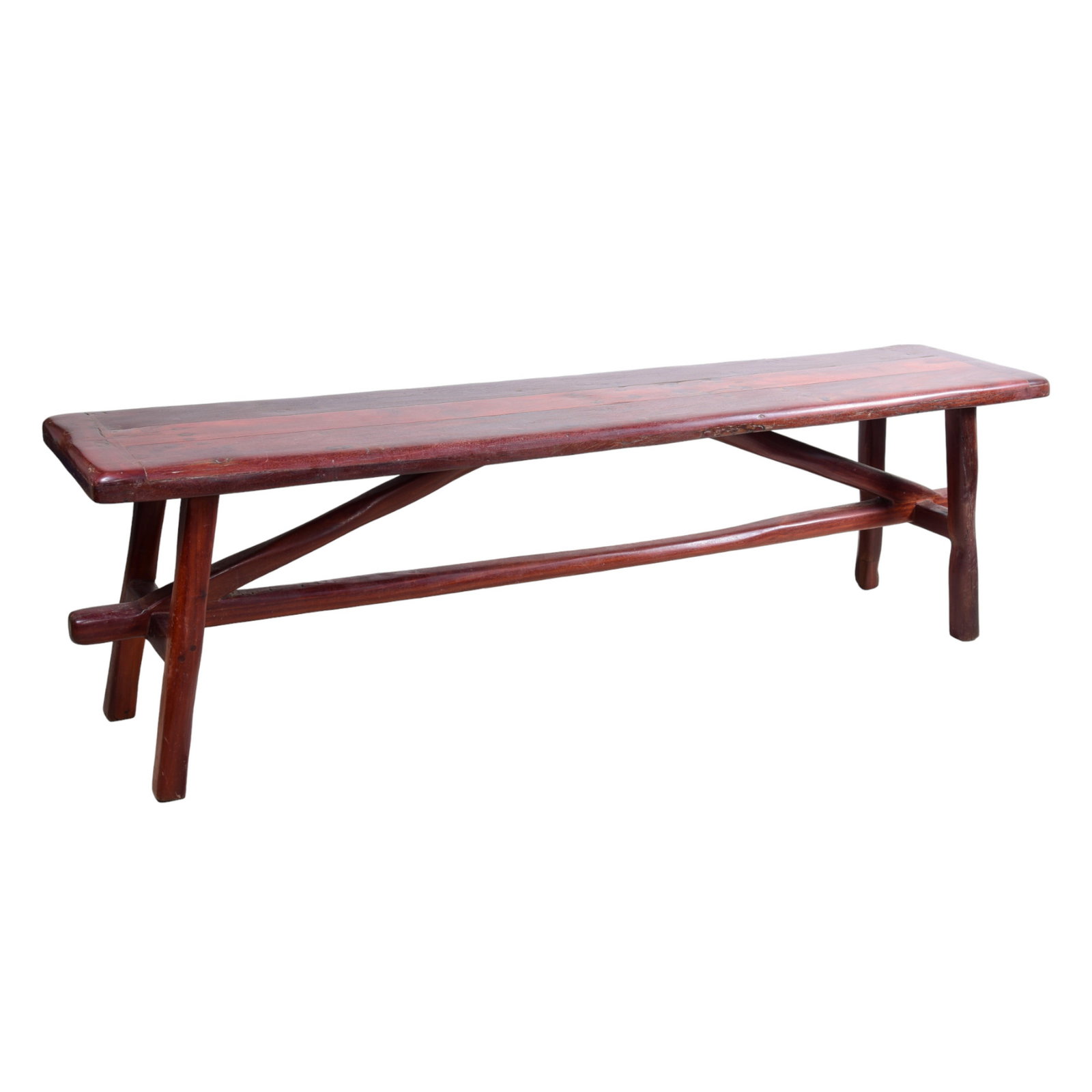 Walnut carved console table: Walnut carved console table, three board top with breadboard ends, pinned top, through and tenon stretcher base, 30-1/2"h x 79"w x 18"d