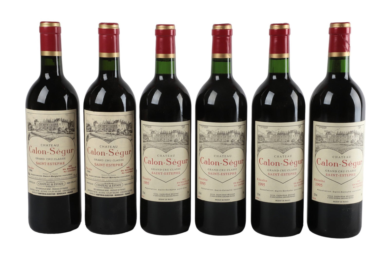 (6) 90 & 95 Calon-Segur Saint-Estephe, France: (6) 90 & 95 Calon-Segur Saint-Estephe, France to include (2) 1990, RP87 and (4) 1995, RP 94, 750 ml The wine offered in this sale is the single owner collection of the since passed avid wine collector