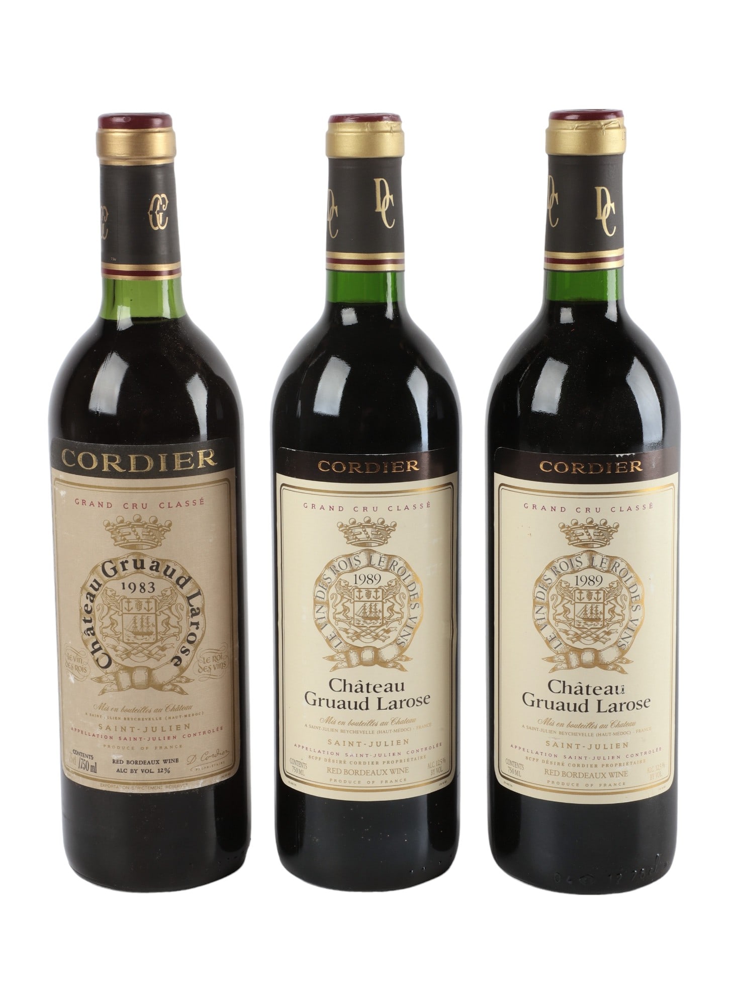 (3) Chateau Gruaud Larose, Saint-Julien: (3) Chateau Gruaud Larose, Saint-Julien, to include (2) 1989, RP 92, and (1) 1983, RP 89, 750 ml The wine offered in this sale is the single owner collection of the since passed avid wine collector an