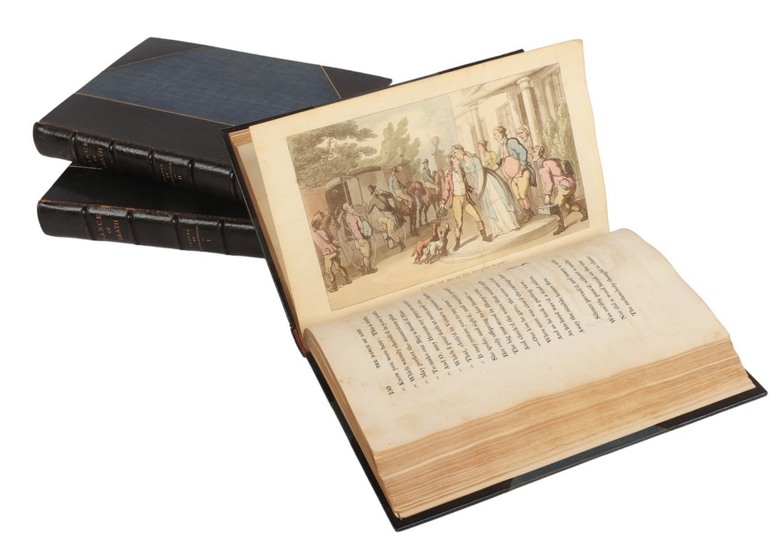 (3) books, 1815-1817, illus. by Rowlandson: The Dance of Life, a Poem by the Author of "Doctor Syntax" (William Combe) Illustrated With Coloured Engravings by Thomas Rowlandson (London, 1817), and The English Dance of Death, likewise illustrate