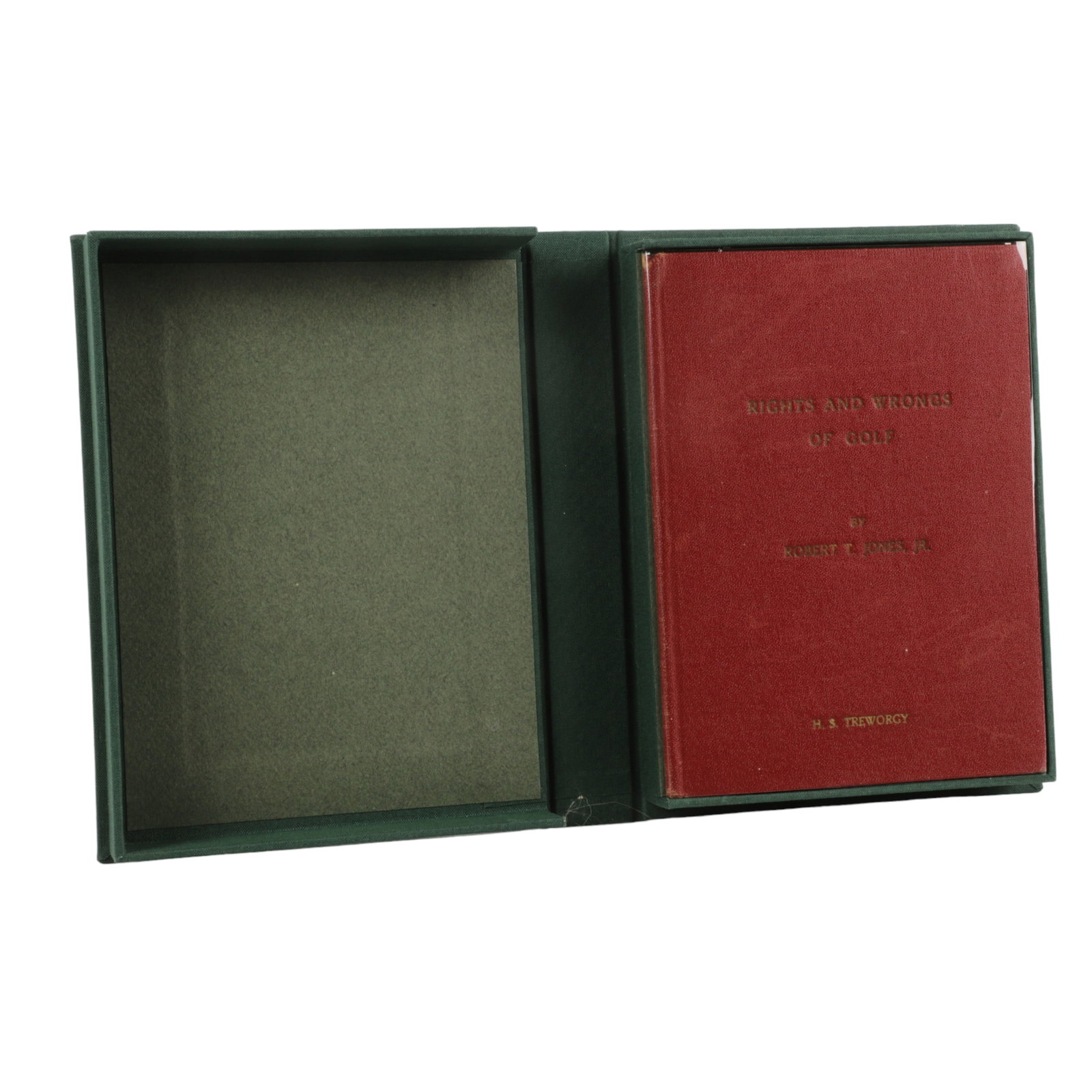 Bobby Jones Signed Card in Rights & Wrongs Golf: First Edition of Rights and Wrongs of Golf , with a Christmas Card Signed by Bobby Jones 1935 "Yours for More and Better Golf Season's Greetings" Signed Robert Jones This is the Scarce red cloth issue