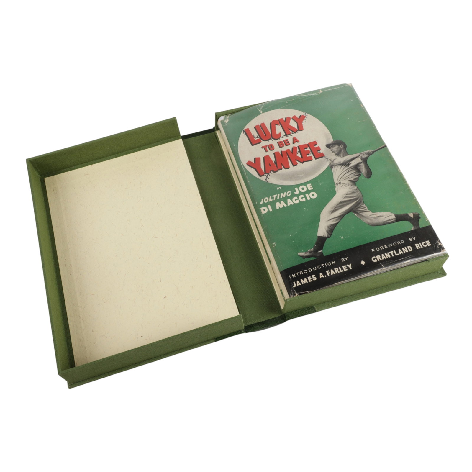 First Edition/Printing Lucky to be a Yankee Dimaggio: This is a First Edition / first Printing of Lucky to be a Yankee - Joe DiMaggio 1946 Octavo original Blue-gray cloth; original Dust Jacket Interior very fresh; mild rubbing to cloth; light edge wear t