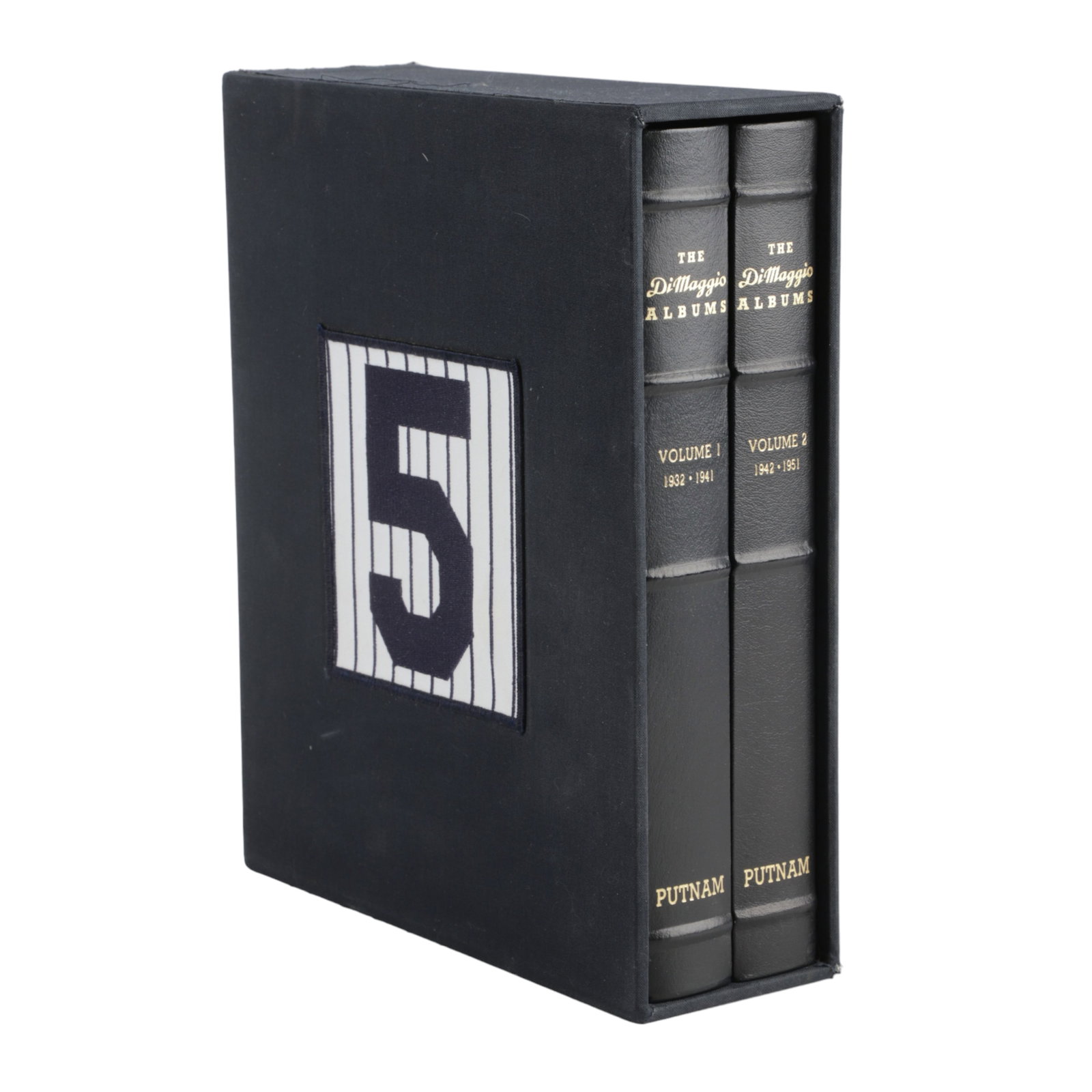 Signed Joe DiMaggio - Albums /700: Signed limited first edition numbered 430/700 sets signed by DiMaggio signed on limitation page in volume 1; in original slipcase with Yankees jersey logo and DiMaggio's "5" on sides