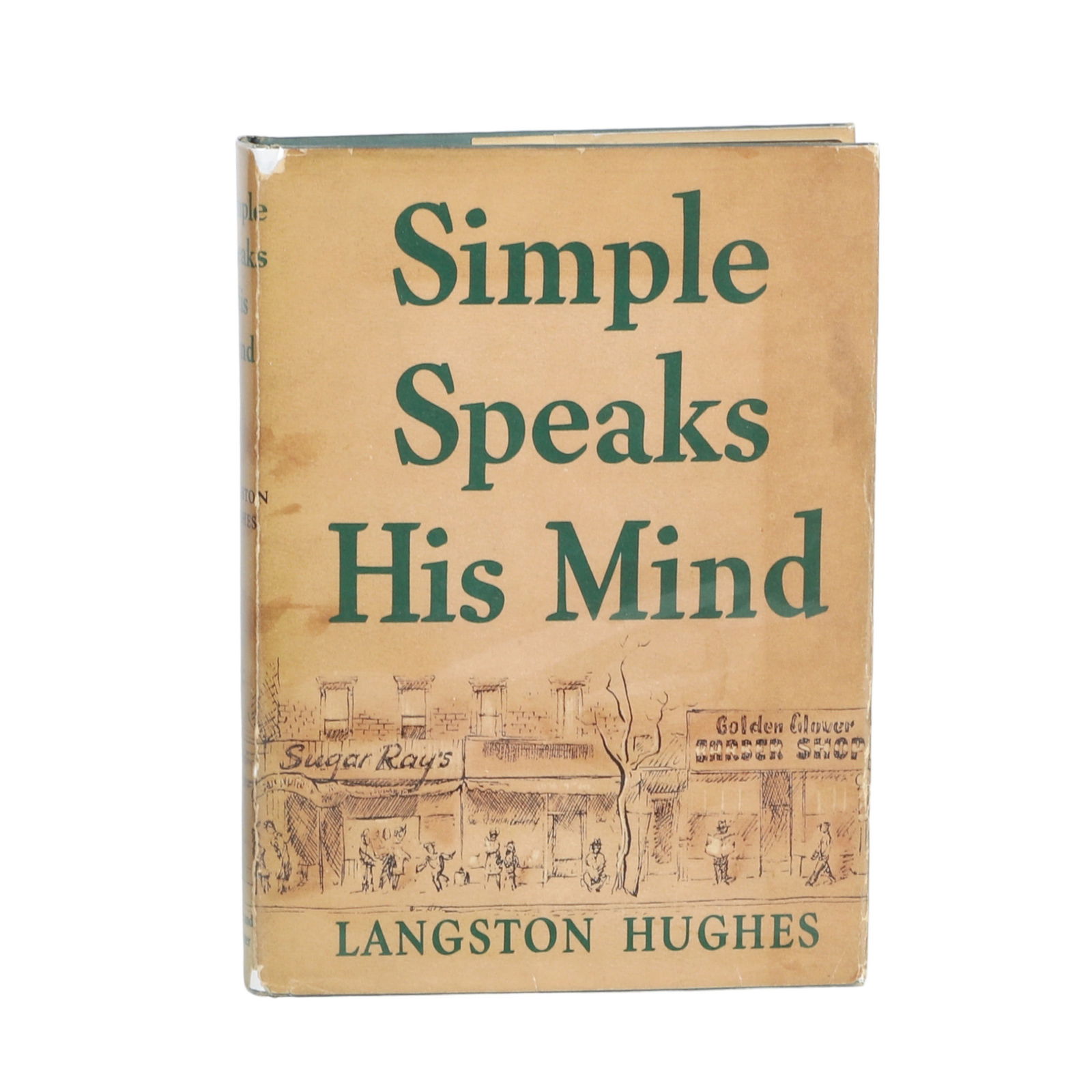 Simple Speaks His Mind, Langston Hughes (signed): A copy of Simple Speaks His Mind by Langston Hughes (Simon and Schuster, New York, 1950). Inscribed and signed by Hughes on the FFEP. In a custom clamshell case. The catalog sheet from Bauman Rare Boo