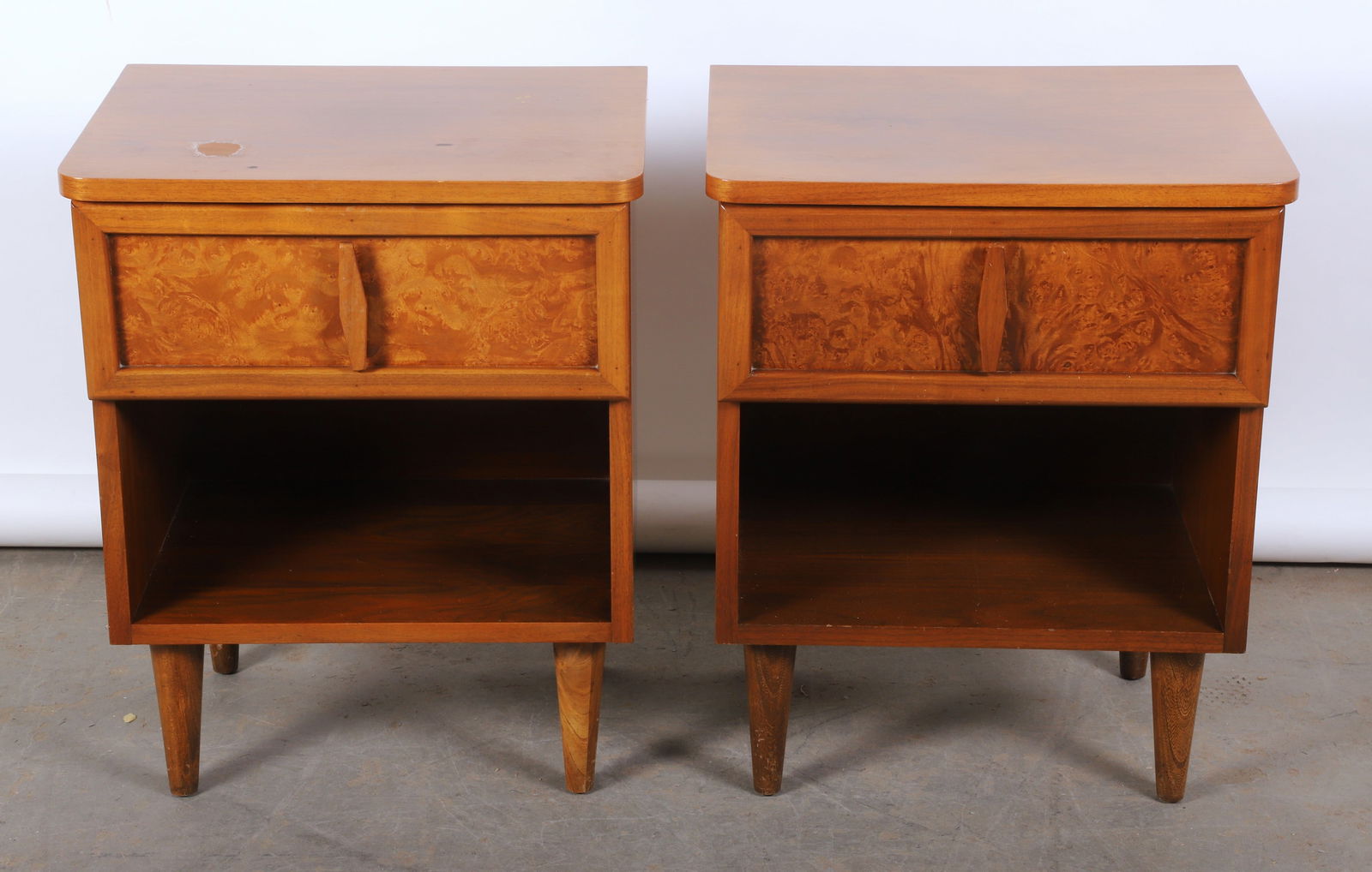 Pair of walnut 1 drawer stands (1 of 6)