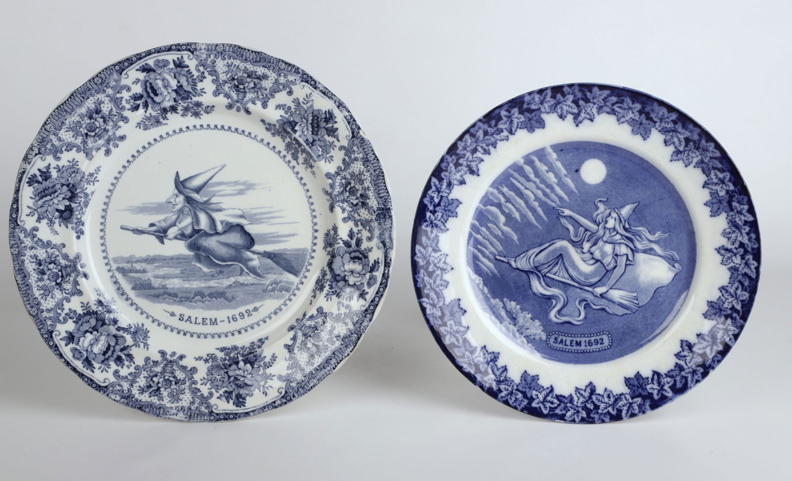 (2) Salem Witch Flow Blue Souvenir Plates (1 of 5)