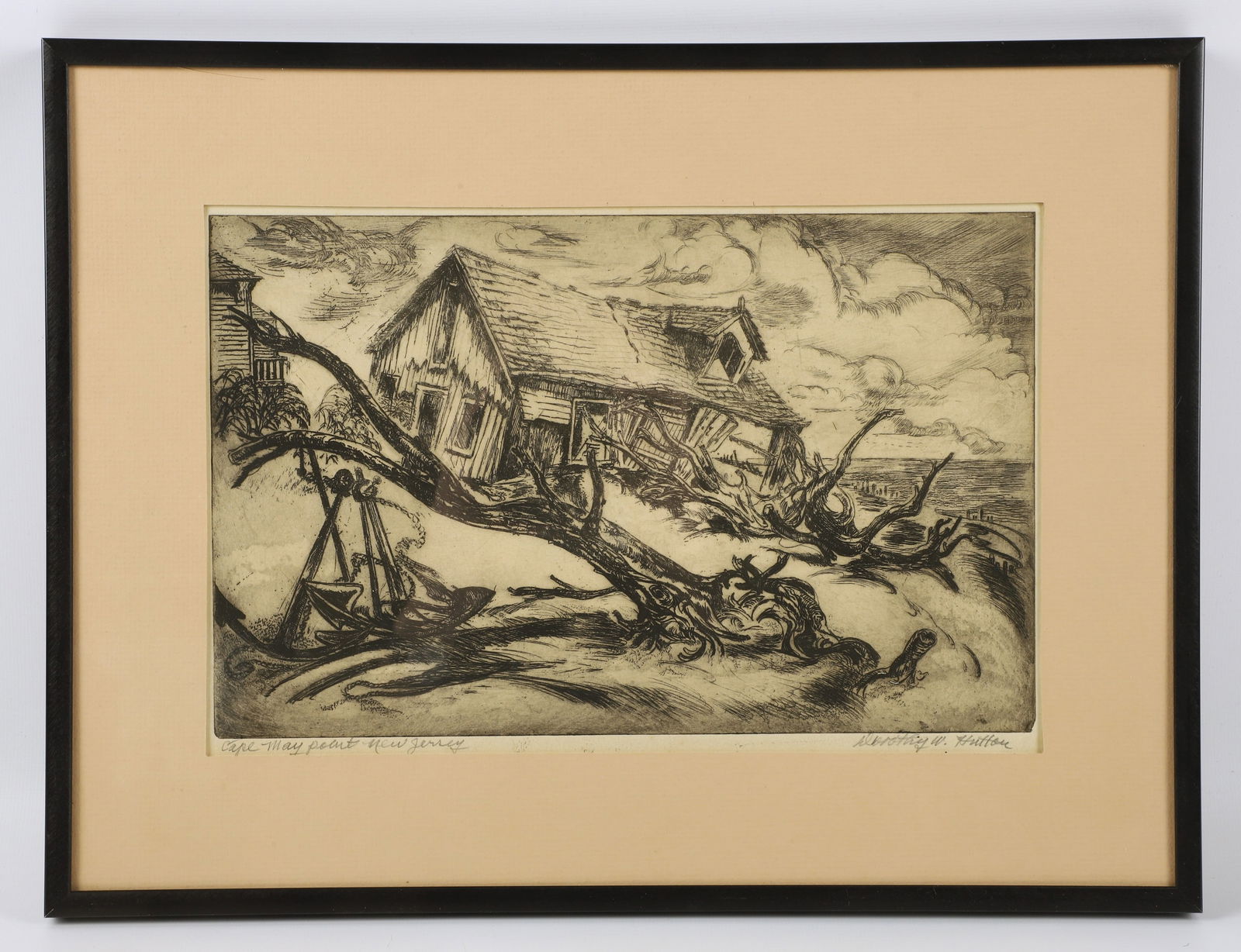 Dorothy W Hutton Etching "cape May Point" Auction