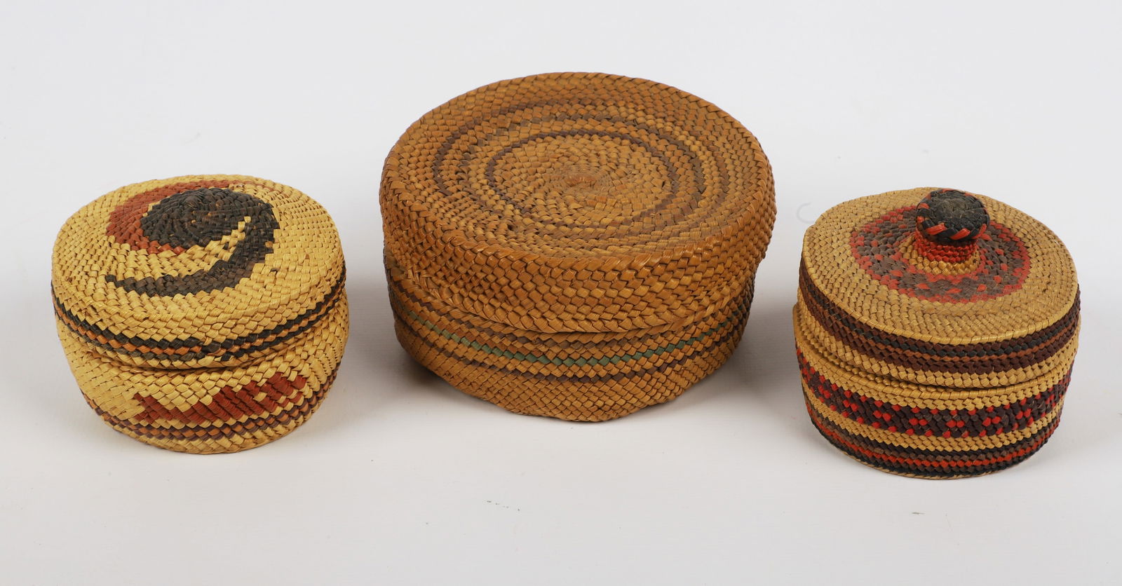 (3) Pacific Northwest Makah Trinket Baskets (1 of 4)