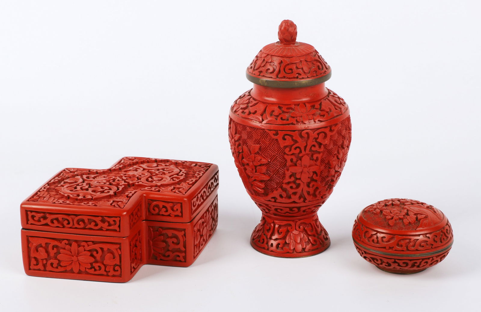 (3) Pieces of Chinese Cinnabar (1 of 11)