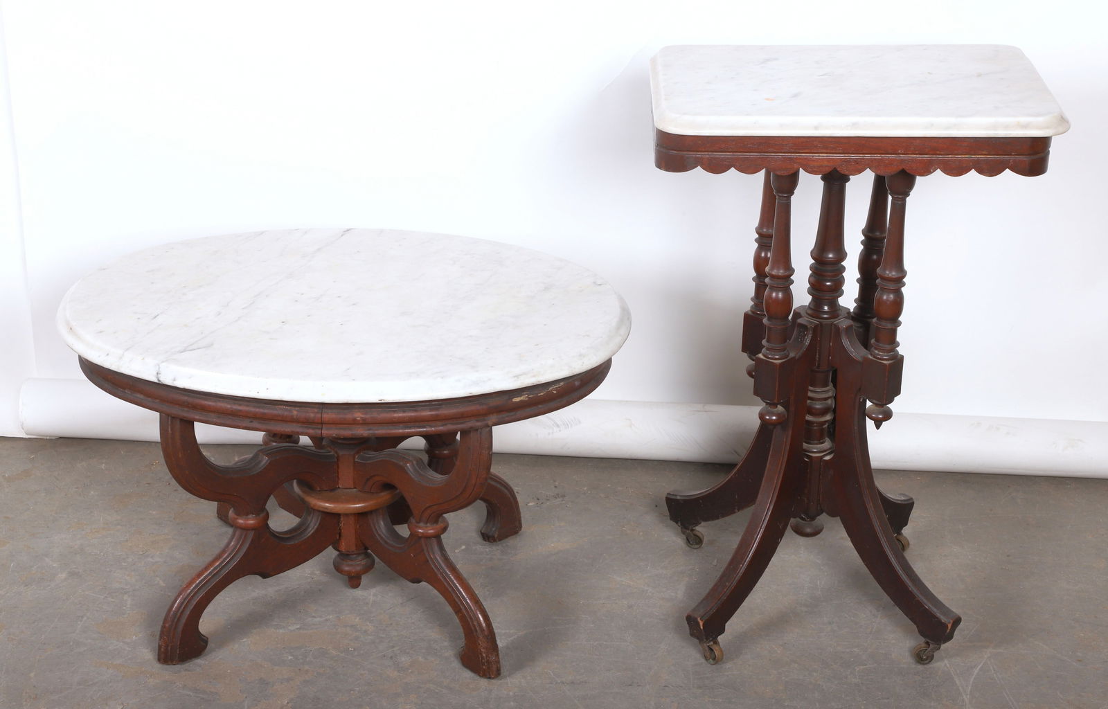 Lot of 2 Victorian walnut parlor tables (1 of 7)