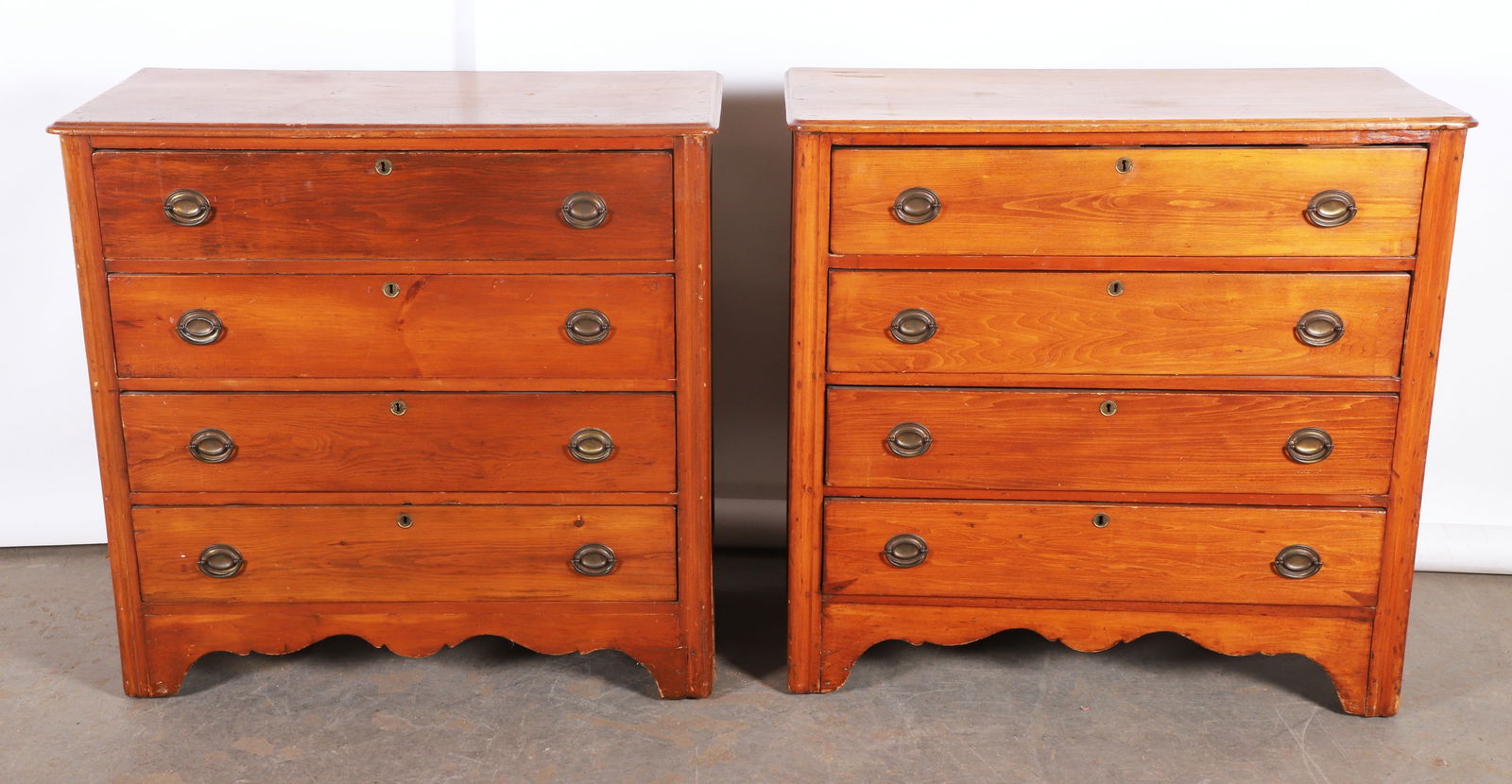 Pair of softwood 4 drawer cottage bureaus (1 of 7)