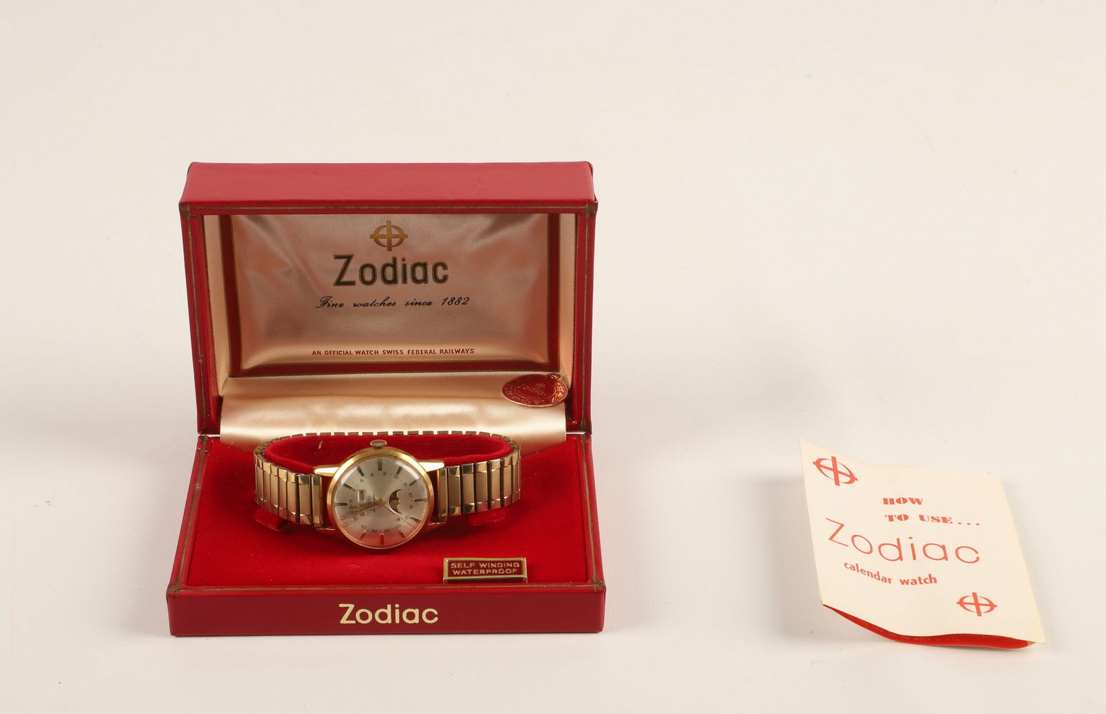 Zodiac triple calendar moon phase wrist watch (1 of 3)
