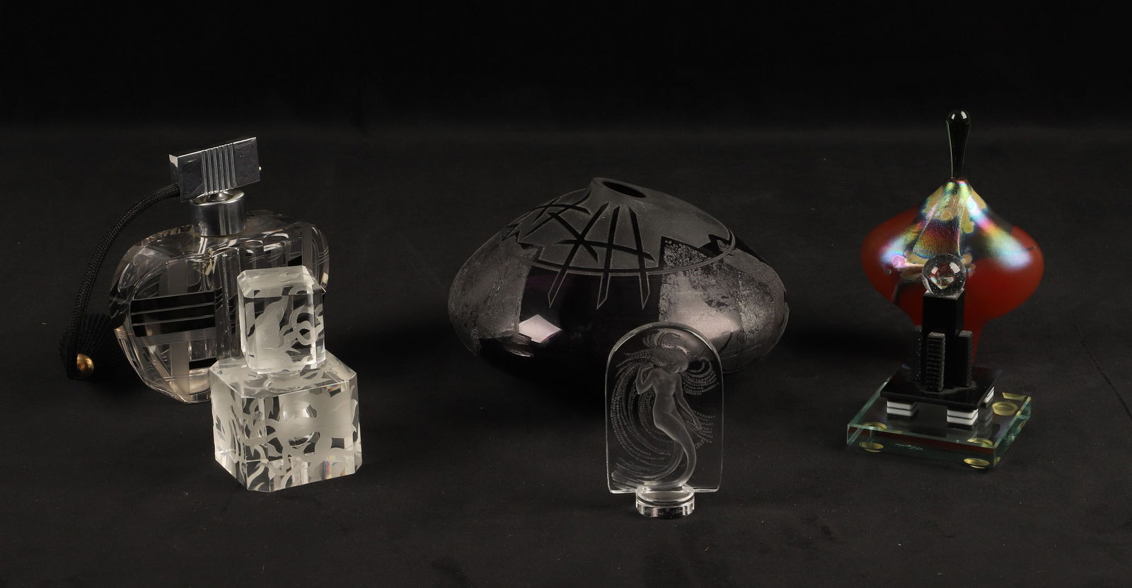 (6) Art Glass Scent Bottles, Vase, Paperweight (1 of 12)