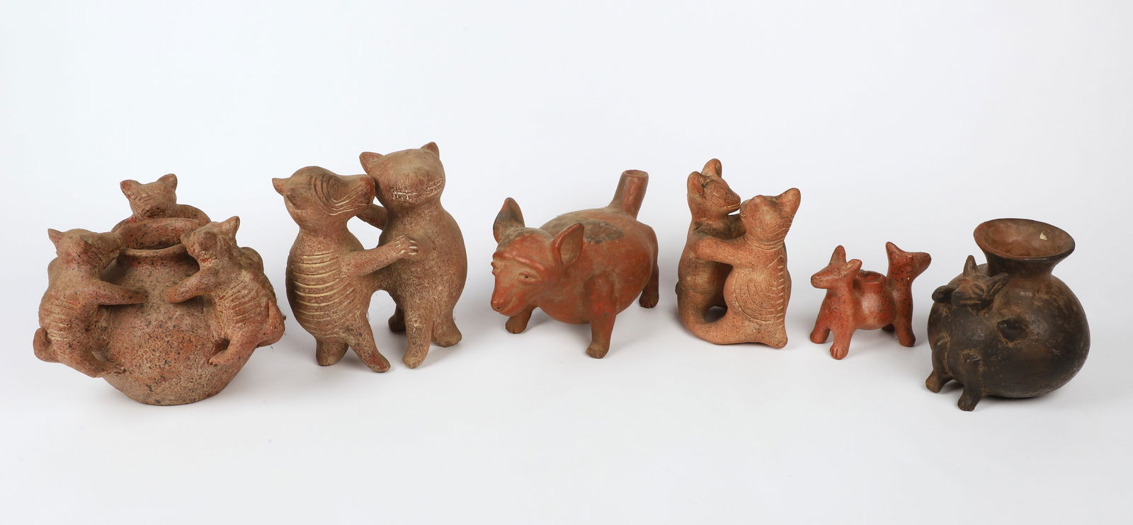 (6) Mexican Colima dog figural vessels & figures (1 of 4)