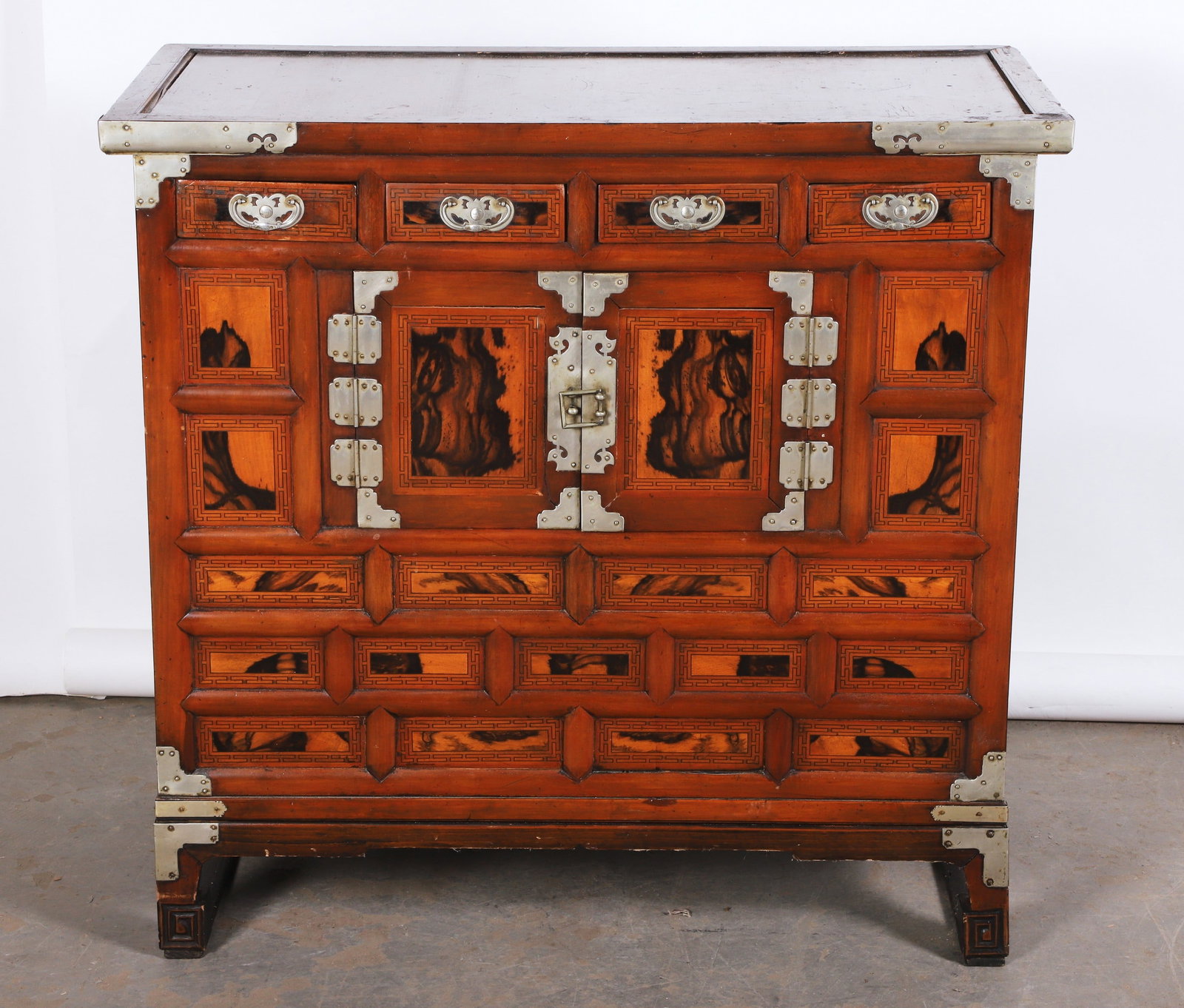 Asian tansu: Asian tansu, (1) pc., pine construction with persimmon and paulownia wood drawer fronts, 37"H x 39"W x 19"D,