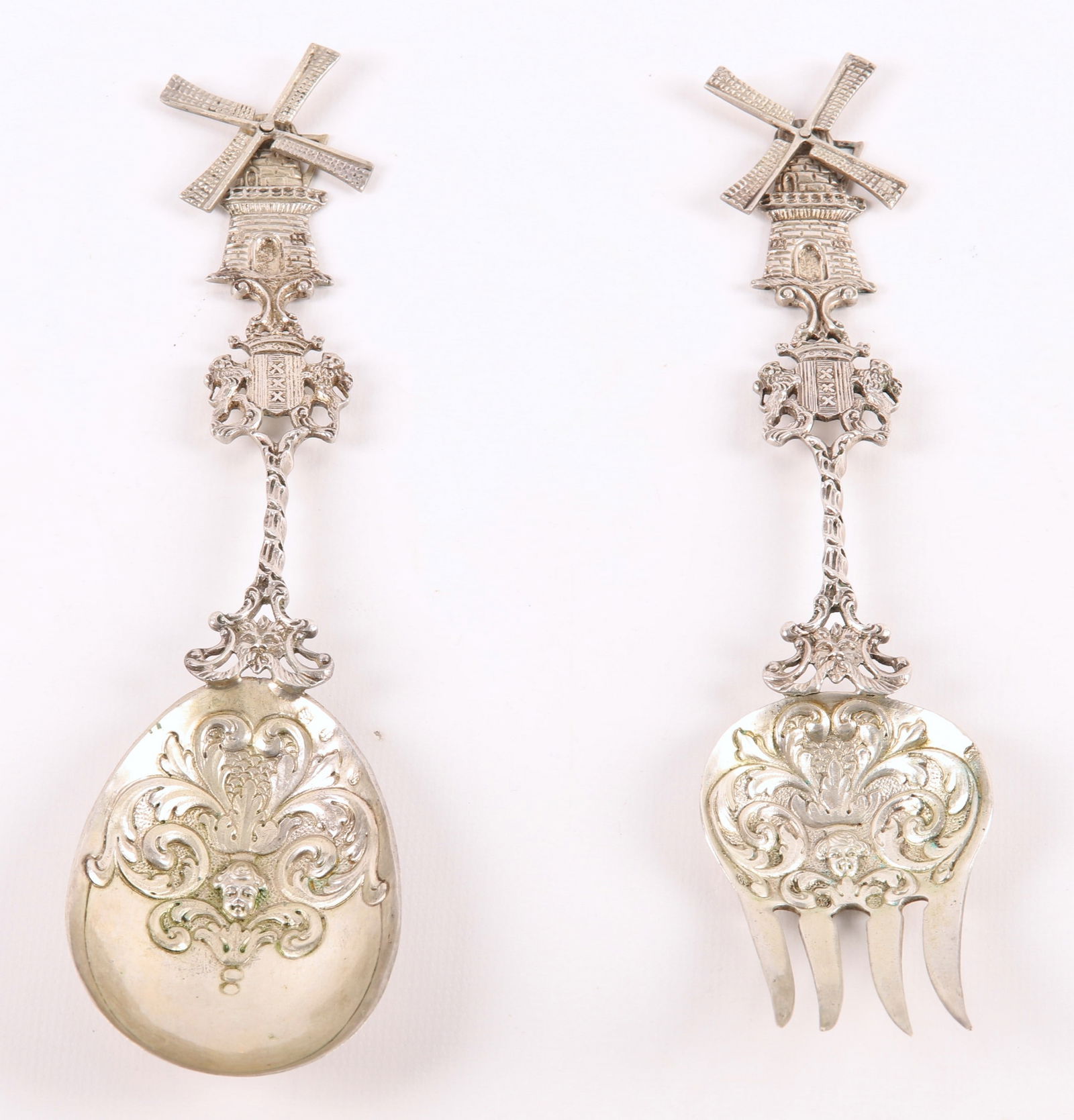 Coin silver salad serving set, 3.985 TO (1 of 7)