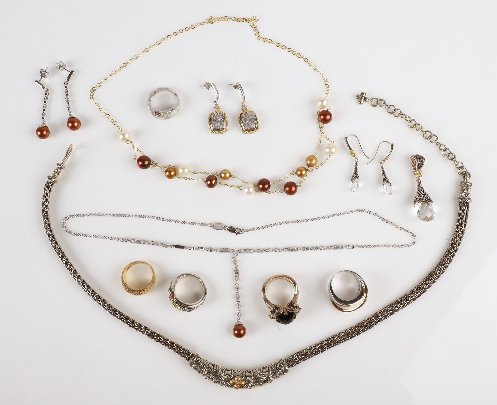 Two-tone sterling and gold jewelry grouping (1 of 8)