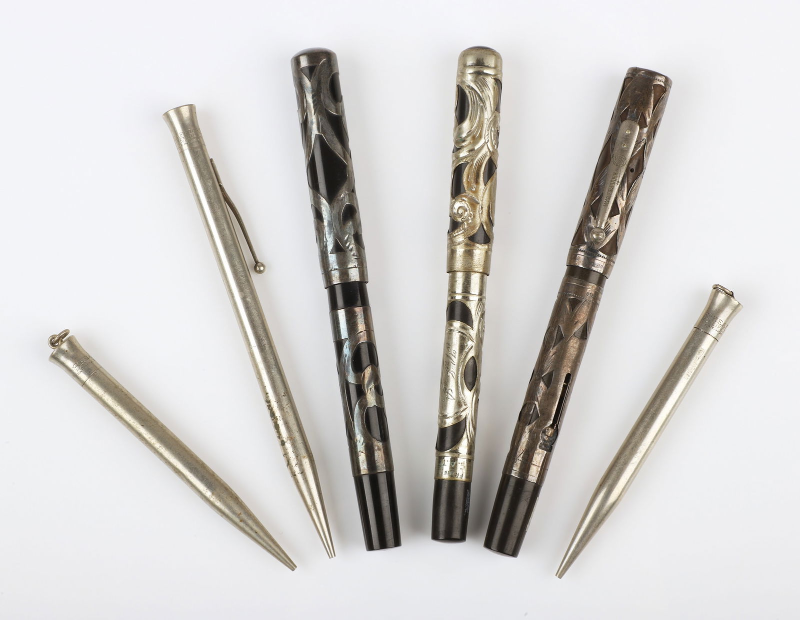 (6) Silver and silver tone vintage and antique pens (1 of 4)