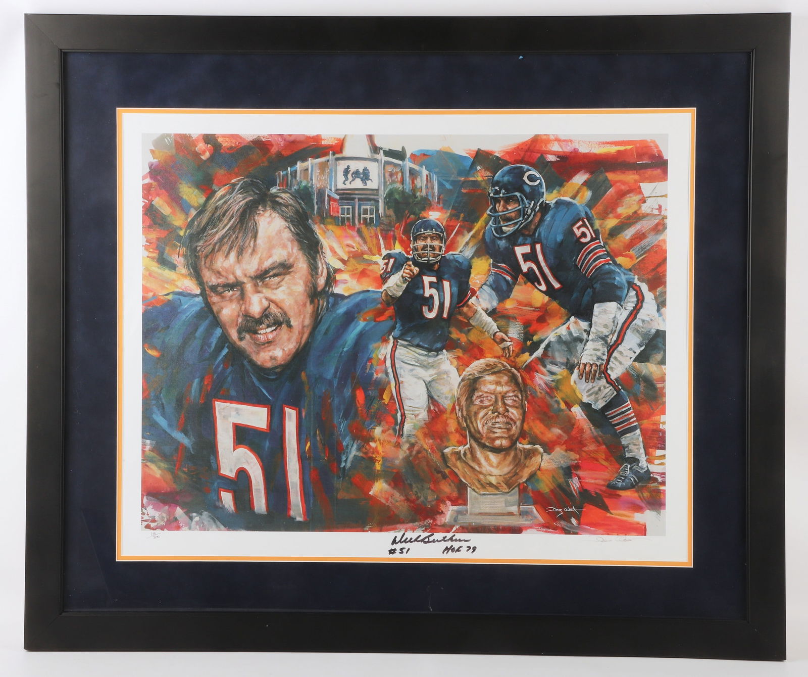 Dick Butkus Signed HOF Lithograph Frame (1 of 3)