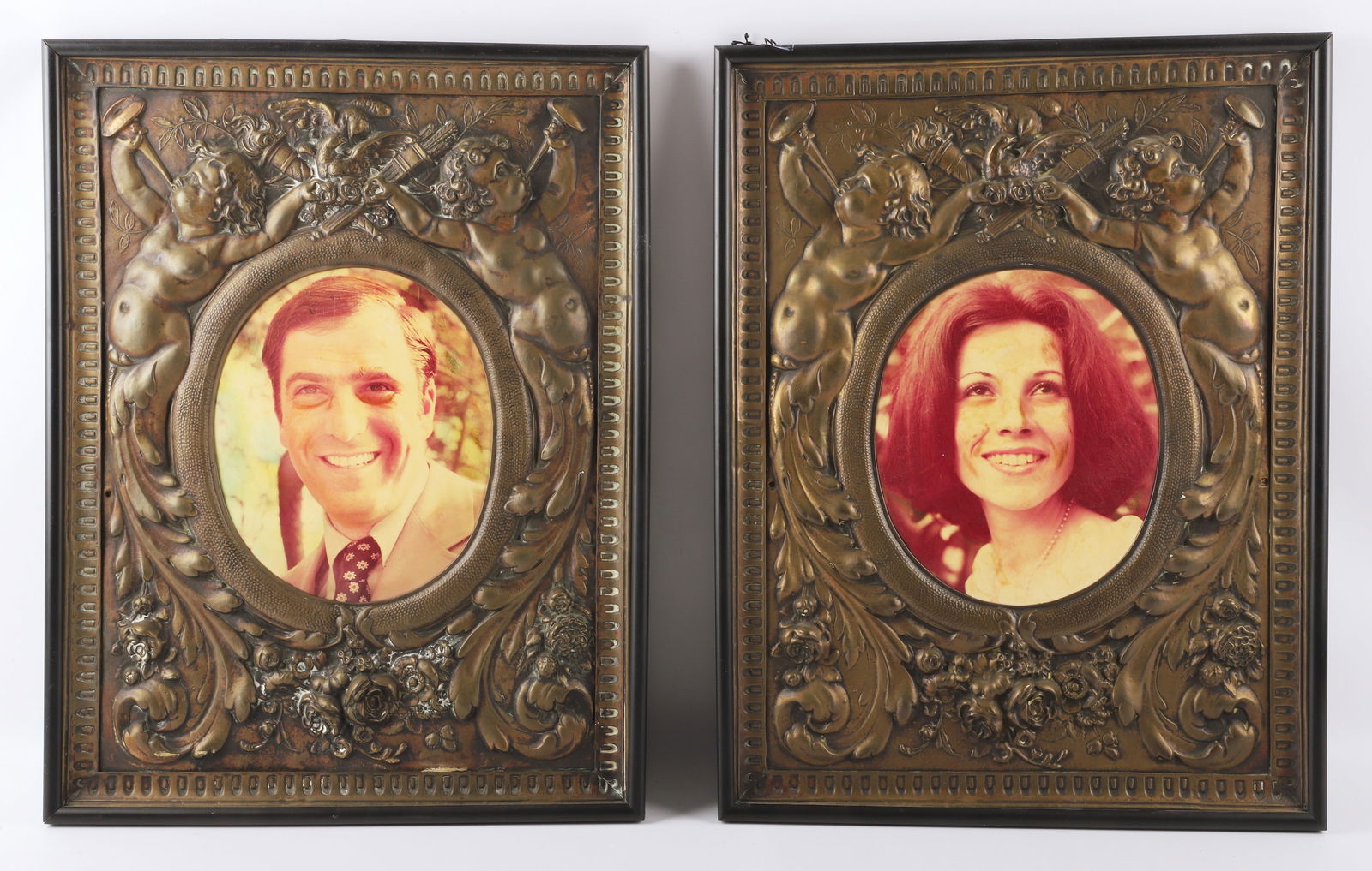 Pair of embossed picture frames: Pair of embossed composite picture frames, 23" x 17-1/2"
