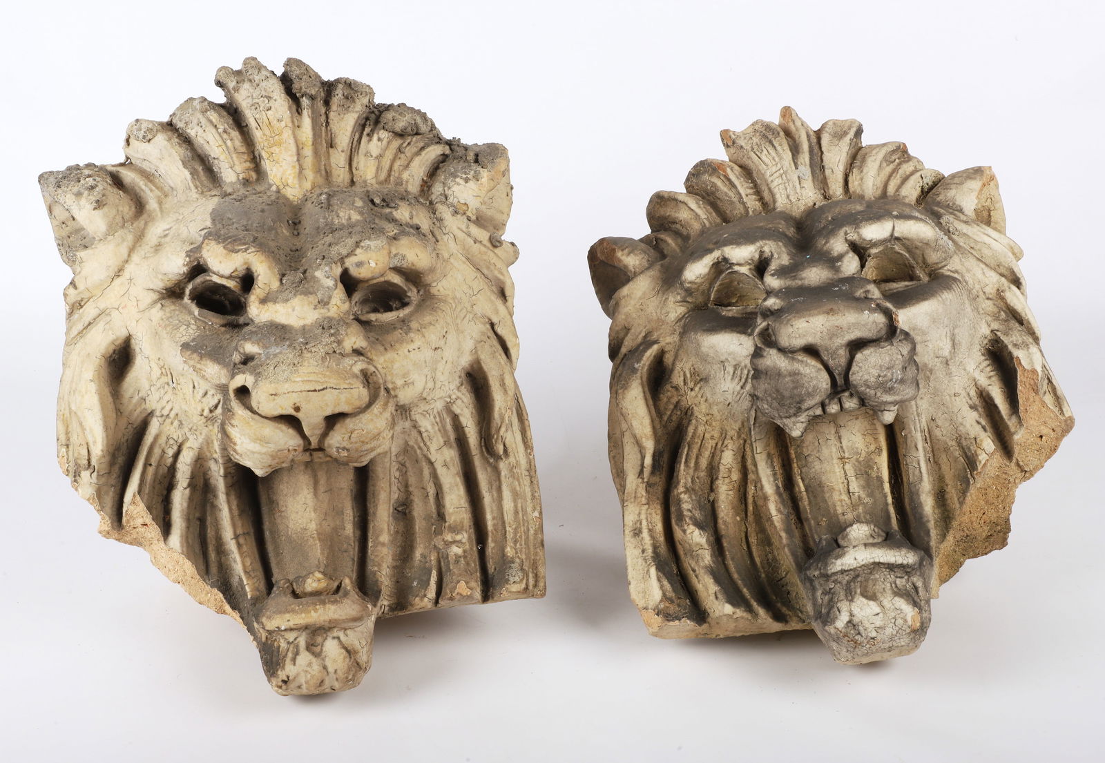 Pair cement open mouth lion architectural elements (1 of 5)