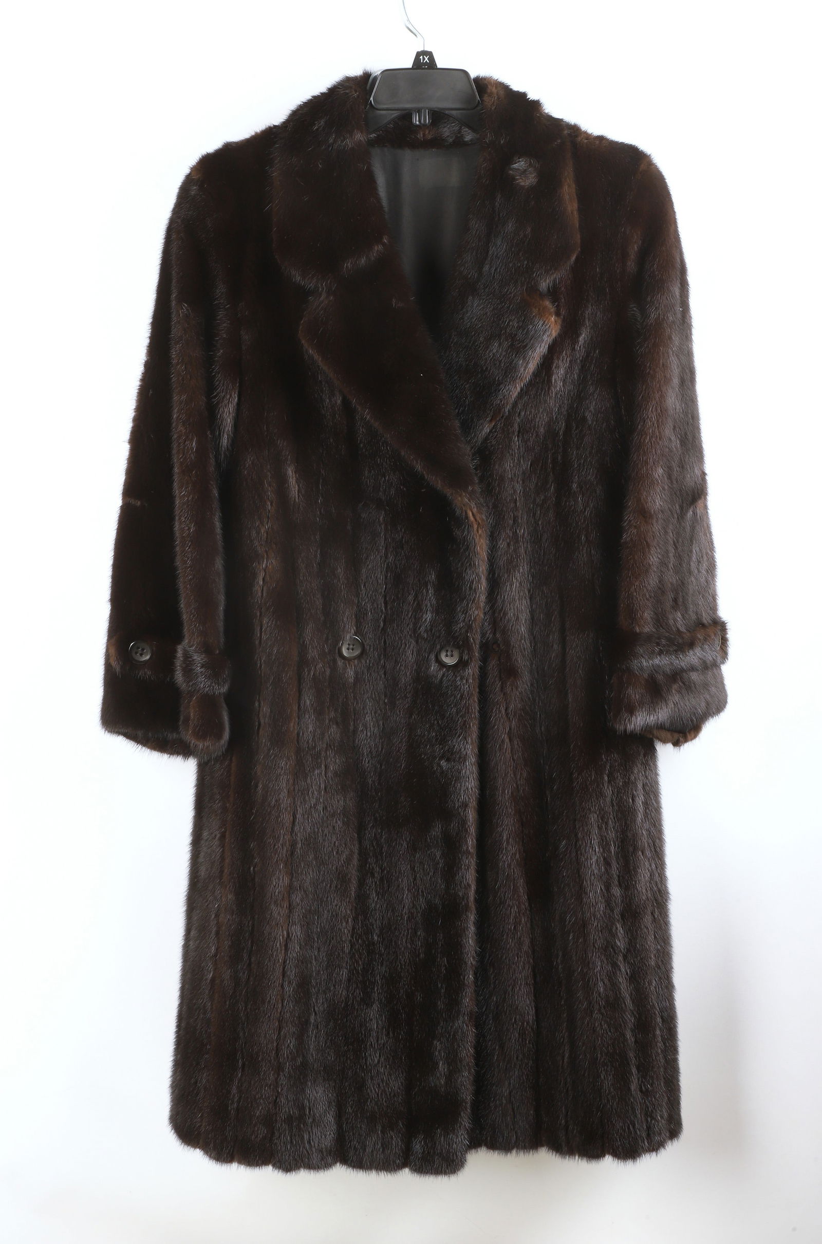 Chocolate mink knee length ladies coat (1 of 4)