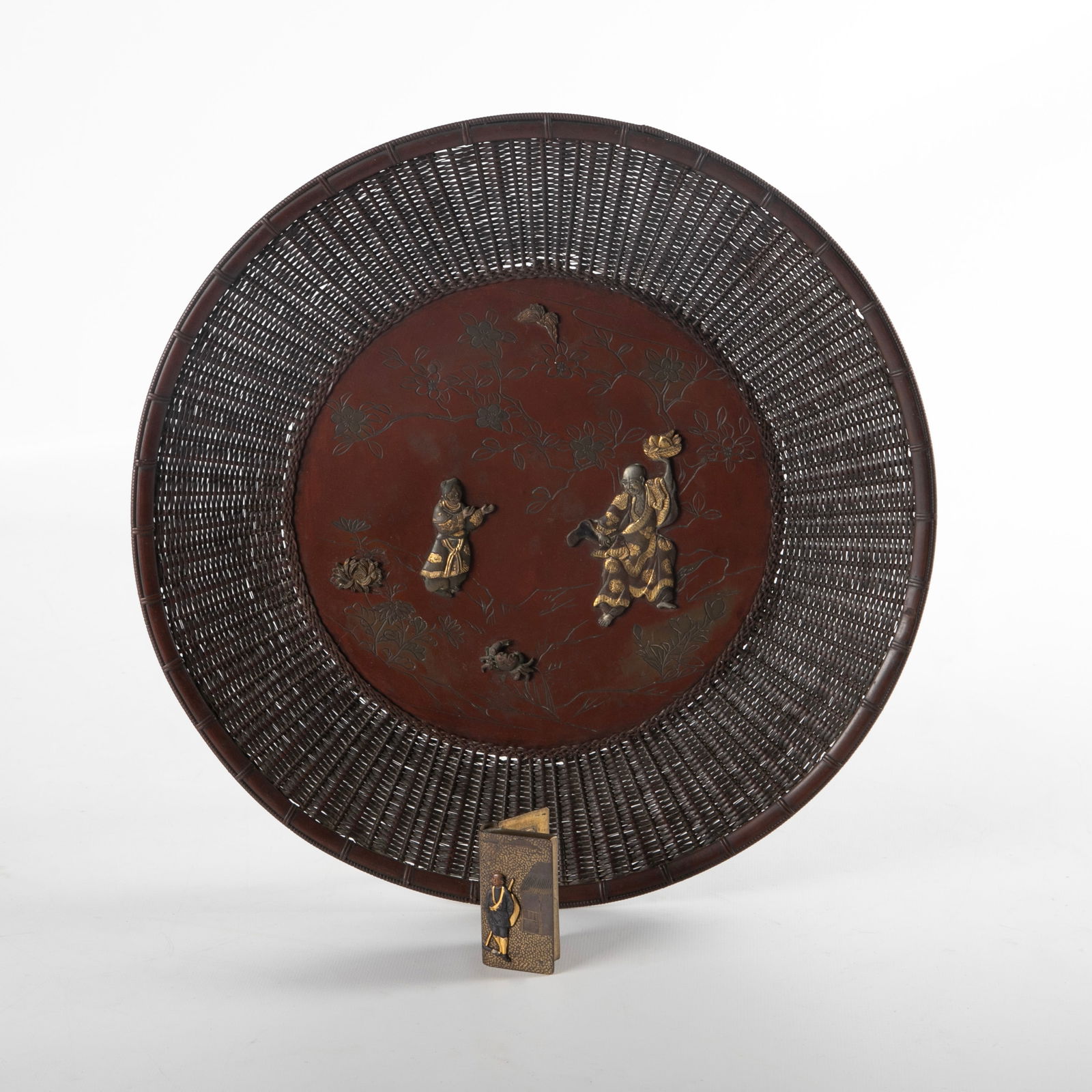 (2) Japanese mixed metal tray and match box (1 of 3)