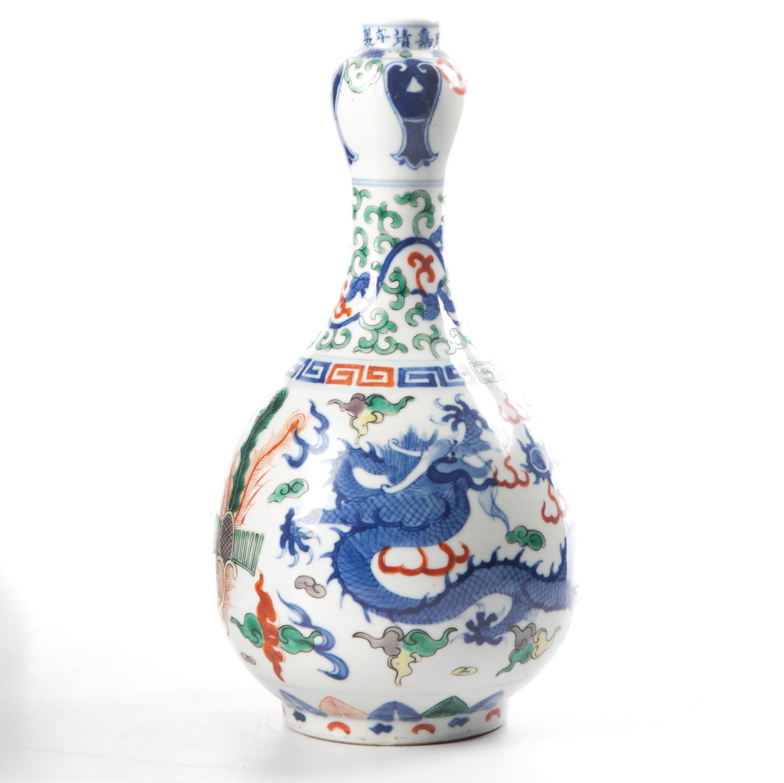 Chinese Wucai porcelain garlic head vase (1 of 3)
