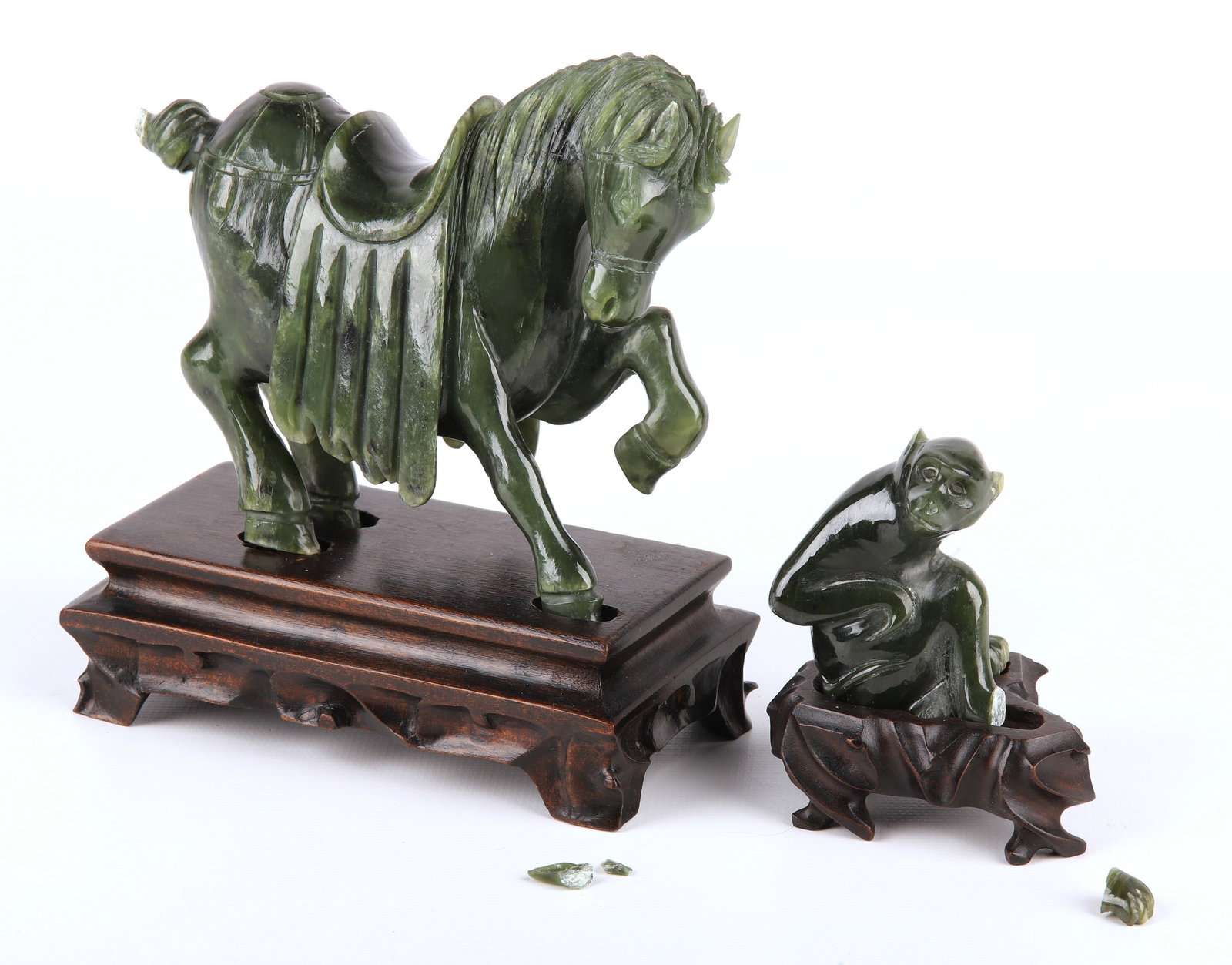(2) Chinese carved jade figures (1 of 10)