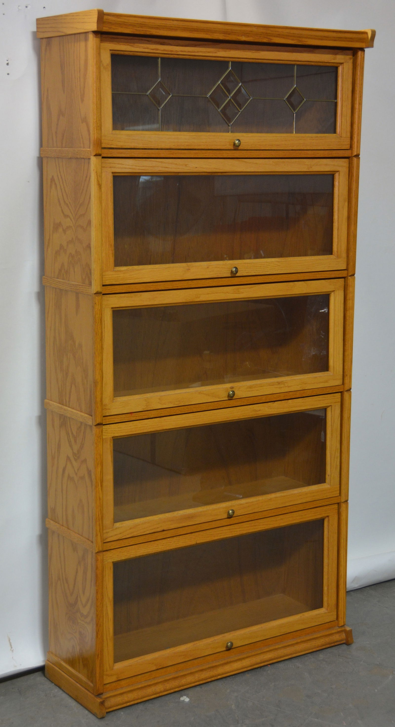 Oak fixed (5) stack modern barrister style bookcase (1 of 3)