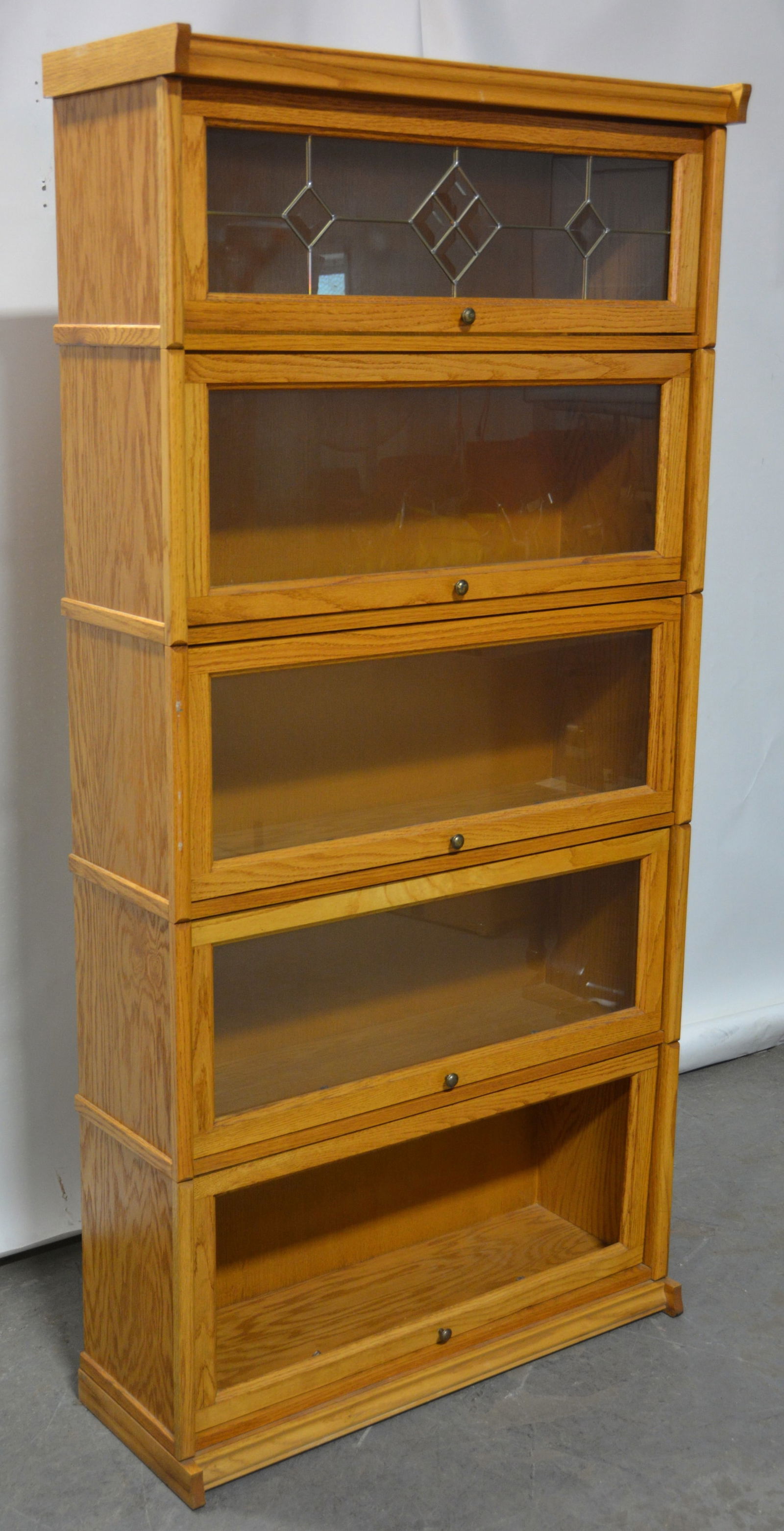 Oak fixed (5) stack modern barrister style bookcase (1 of 4)