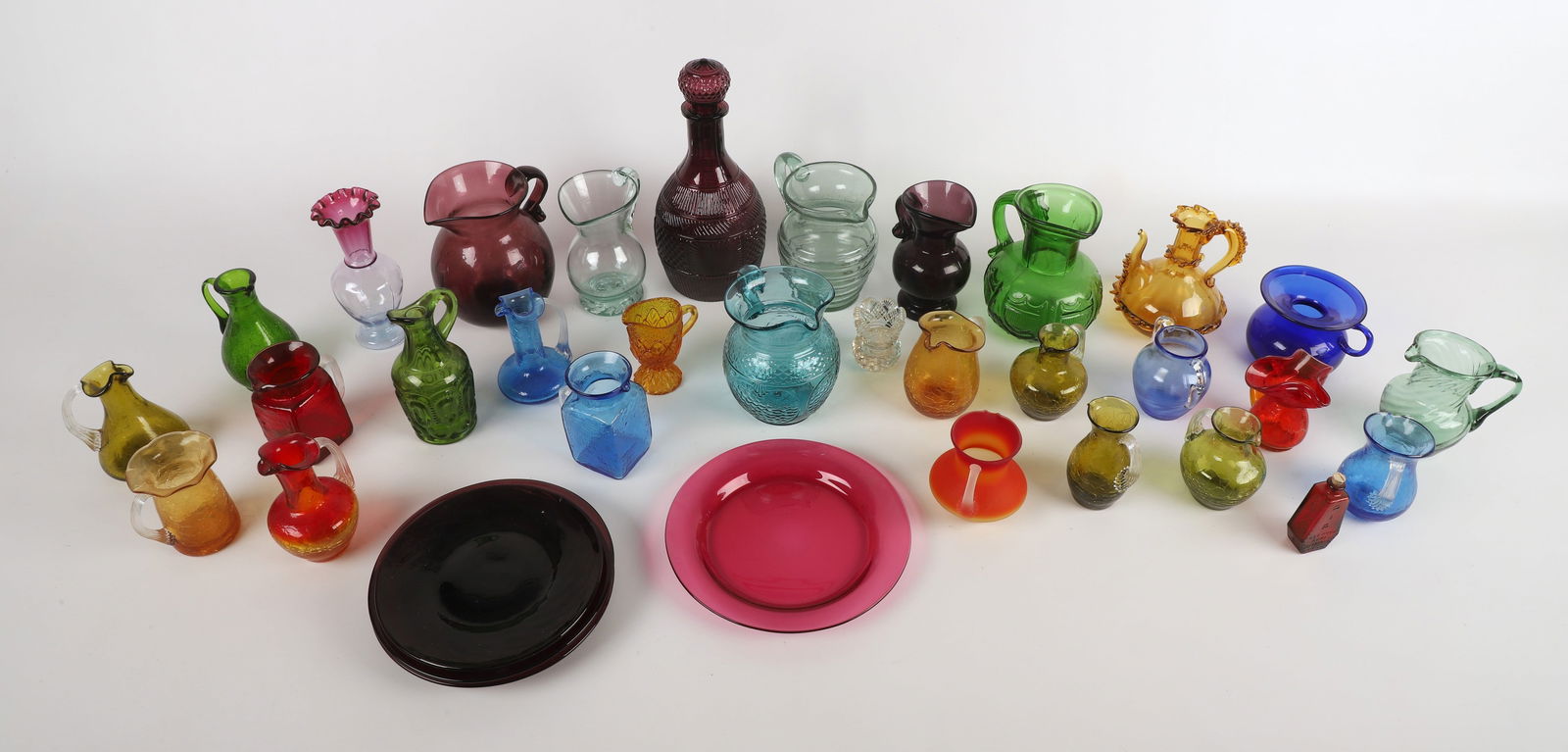 Large grouping of crackle glass creamers, etc. (1 of 8)