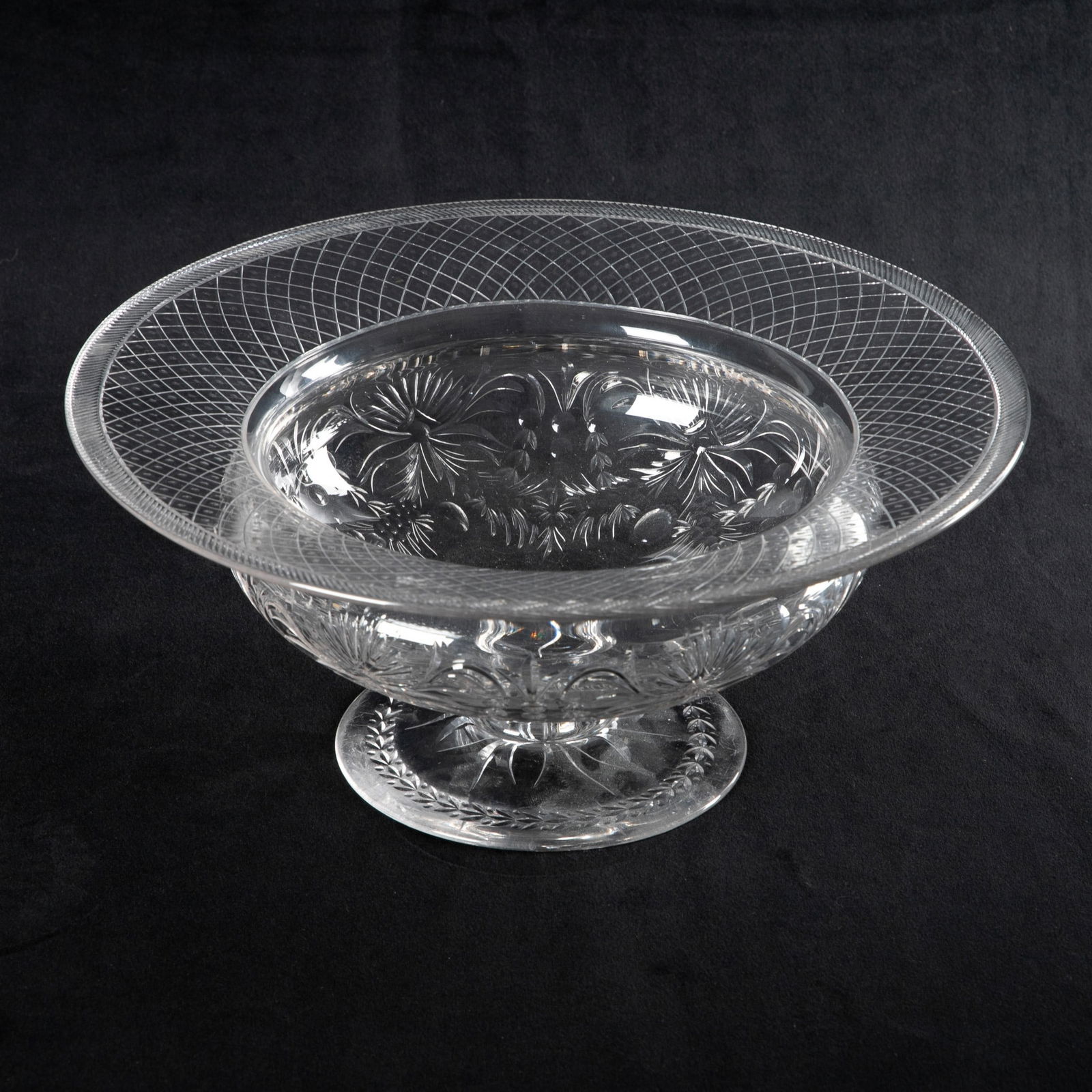 Pairpoint style cut glass footed wide rim bowl (1 of 3)