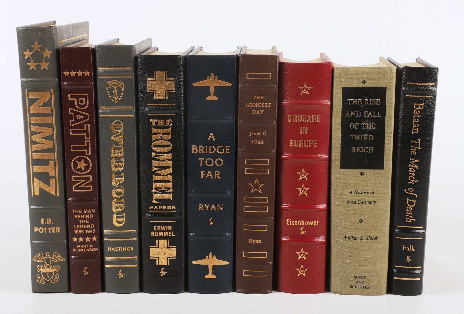 (9) books about World War II: Nine books, mainly Easton Press, about World War II, c/o The Rise and Fall of the Third Reich by Shirer (Simon & Schuster), Patton: The Man Behind The Legend 1885 - 1945 by Blumenson (Easton Press), C