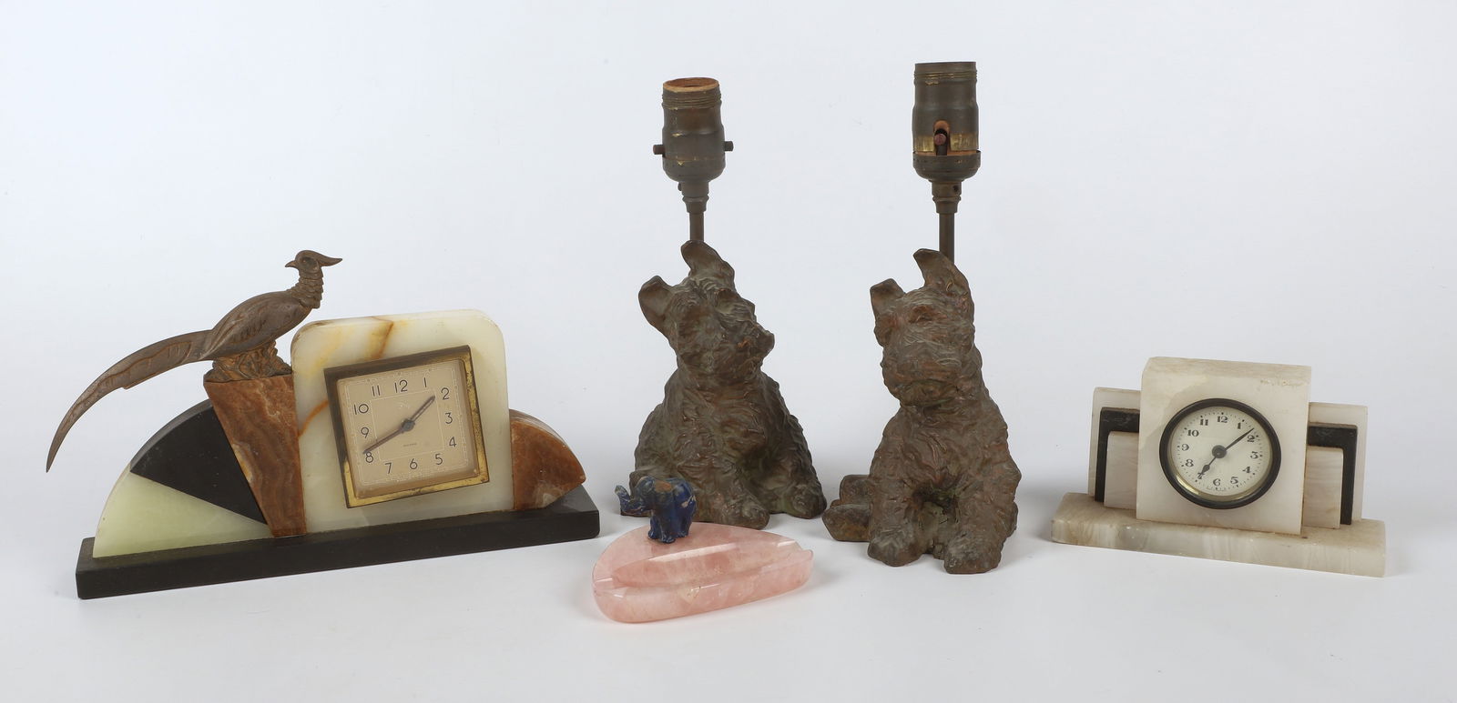 Art Deco clocks, ash tray and lamp pair (1 of 7)