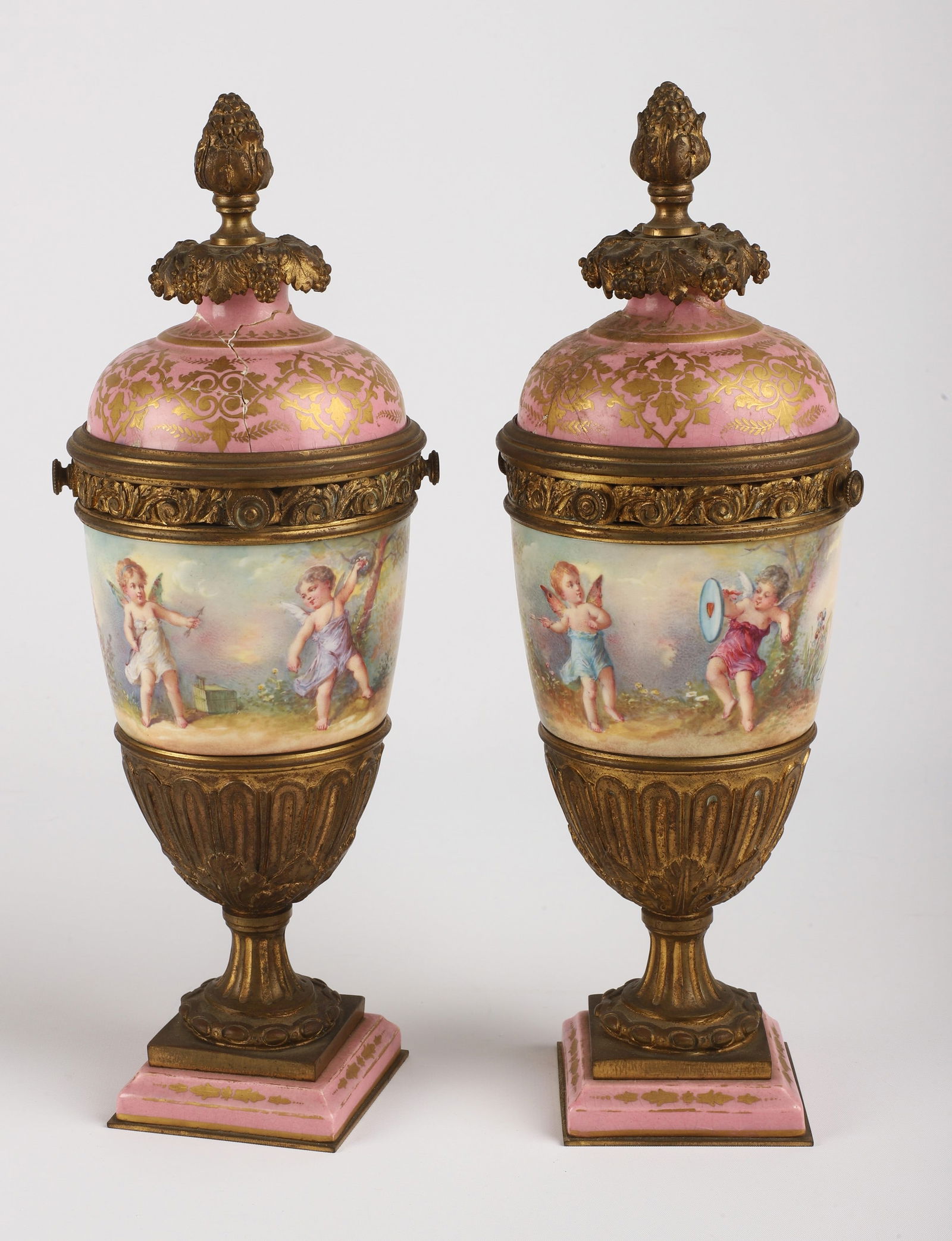 French Sevres type covered urn pair, G. Rochette (1 of 19)