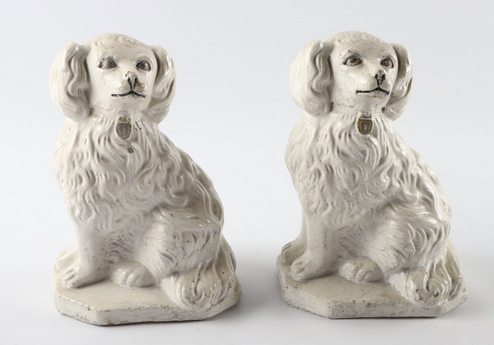 Pair of chalkware Staffordshire dog figures (1 of 11)